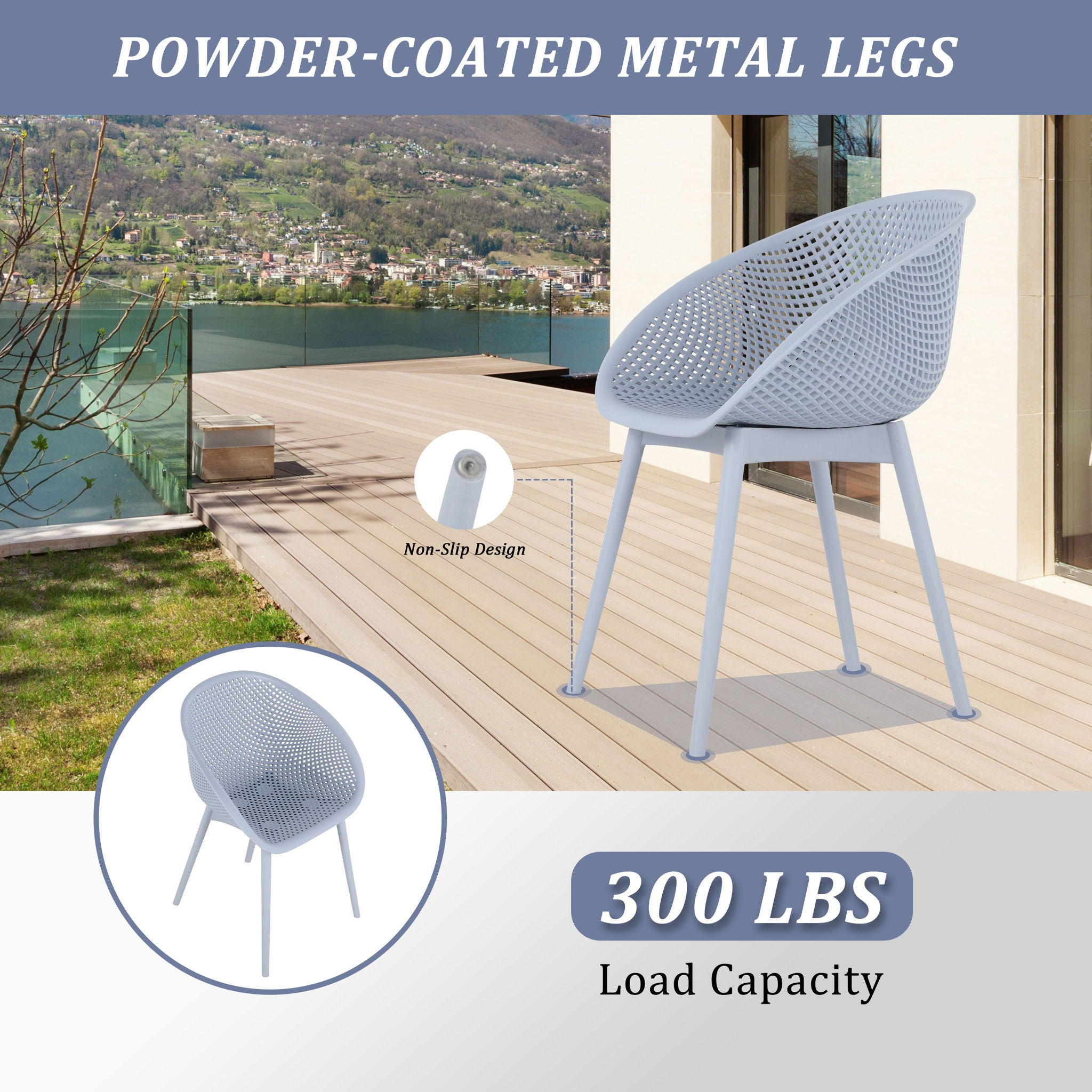 2 Piece Durable Single Chair With Mesh Hollow Out Design