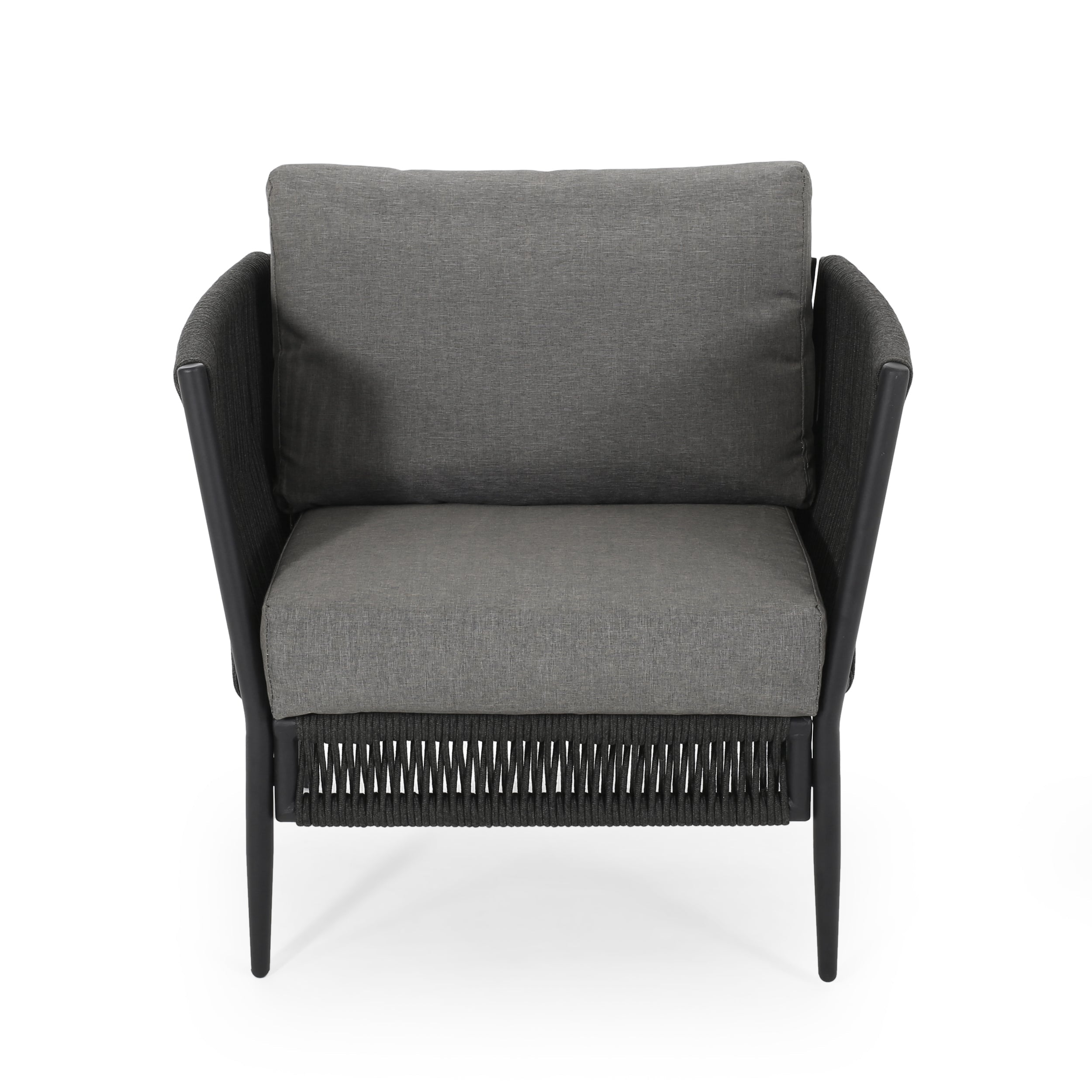 Hanford Modern Club Chair with Woven Rope Design in Grey