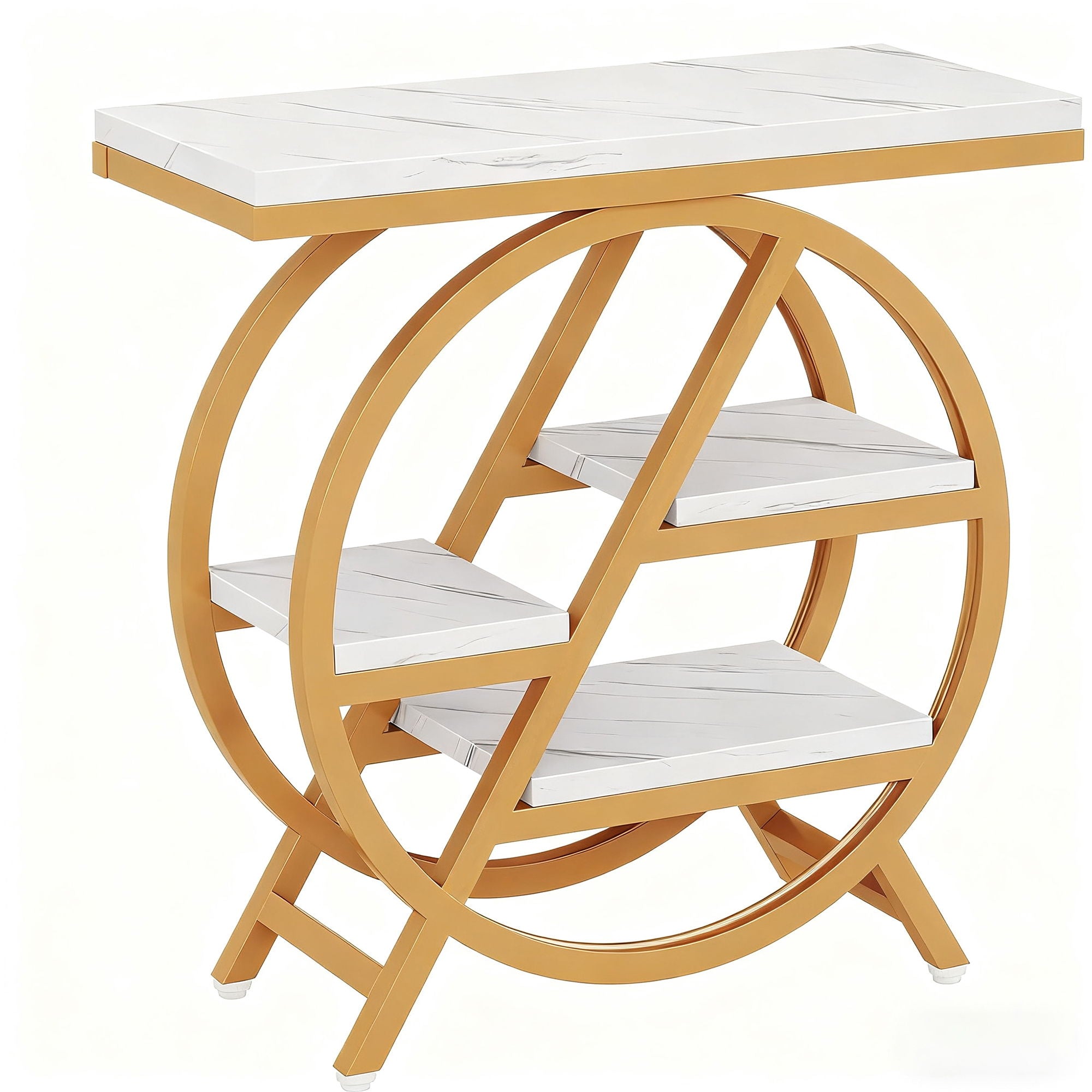 Modern Narrow End Table With 3 Tier Shelves