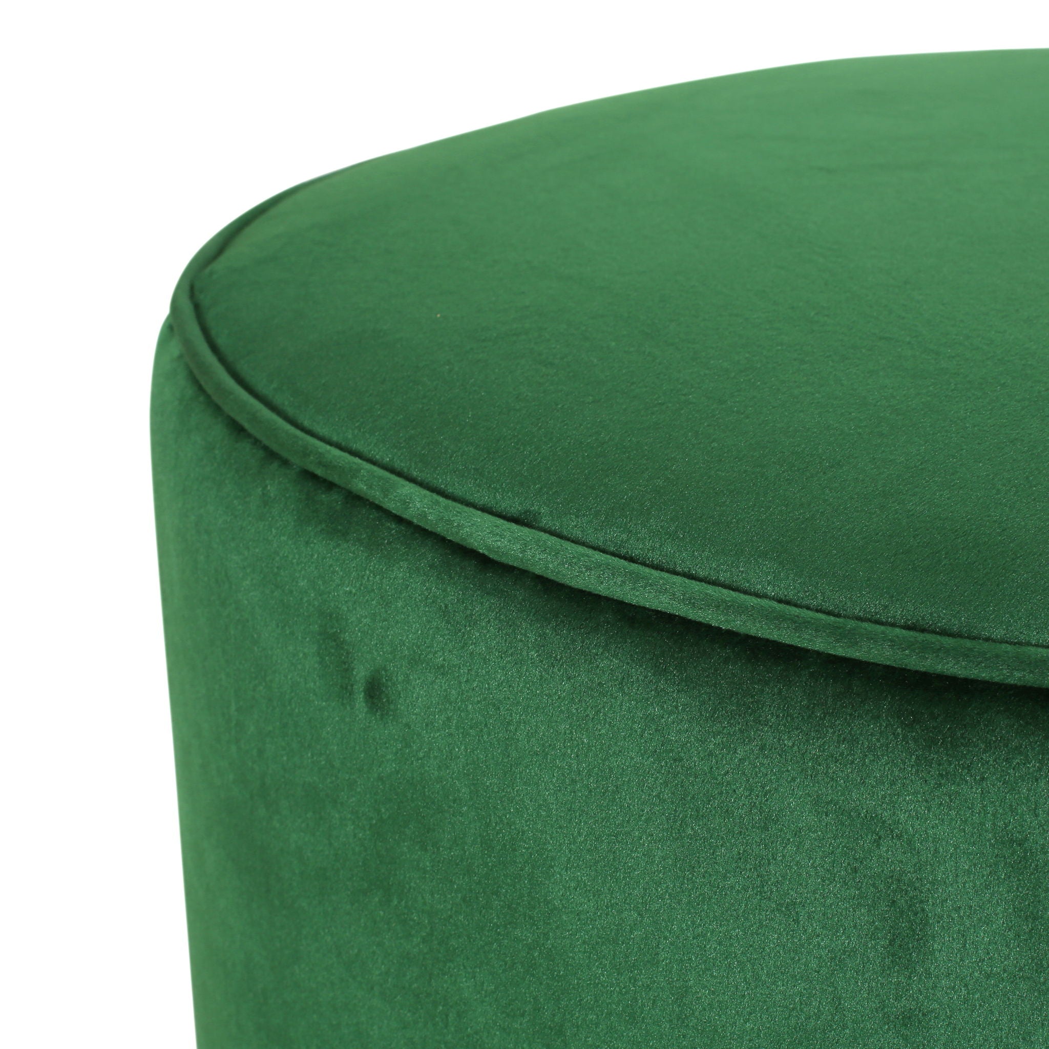 Round Velvet Ottoman, Upholstered Foot Stool For Living Room, Entryway - Emerald