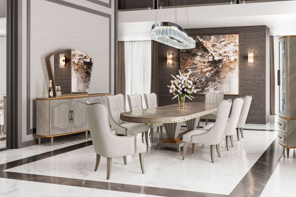 St. Charles - Double Pedestal Dining Table - Dove Gray