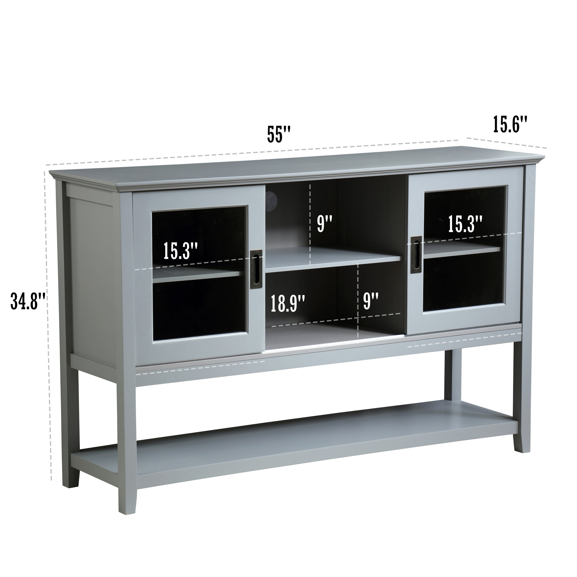 Sideboard Buffet Table with Doors Grey
