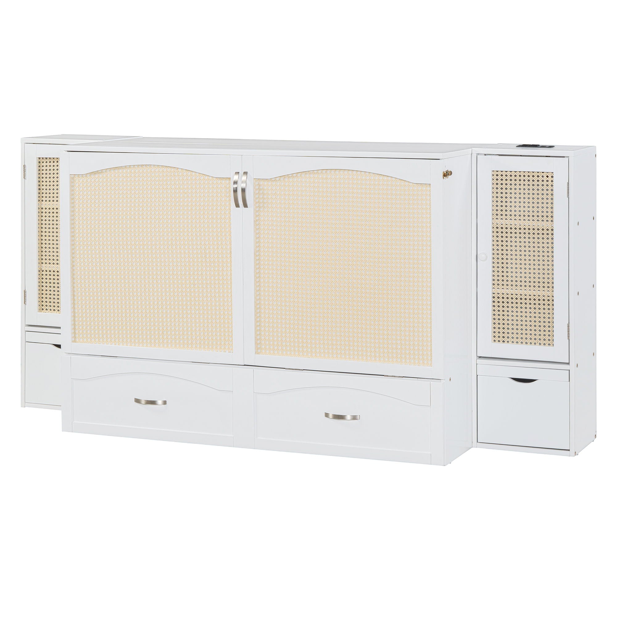 Murphy Wall Bed With Drawer And Rattan Decoration