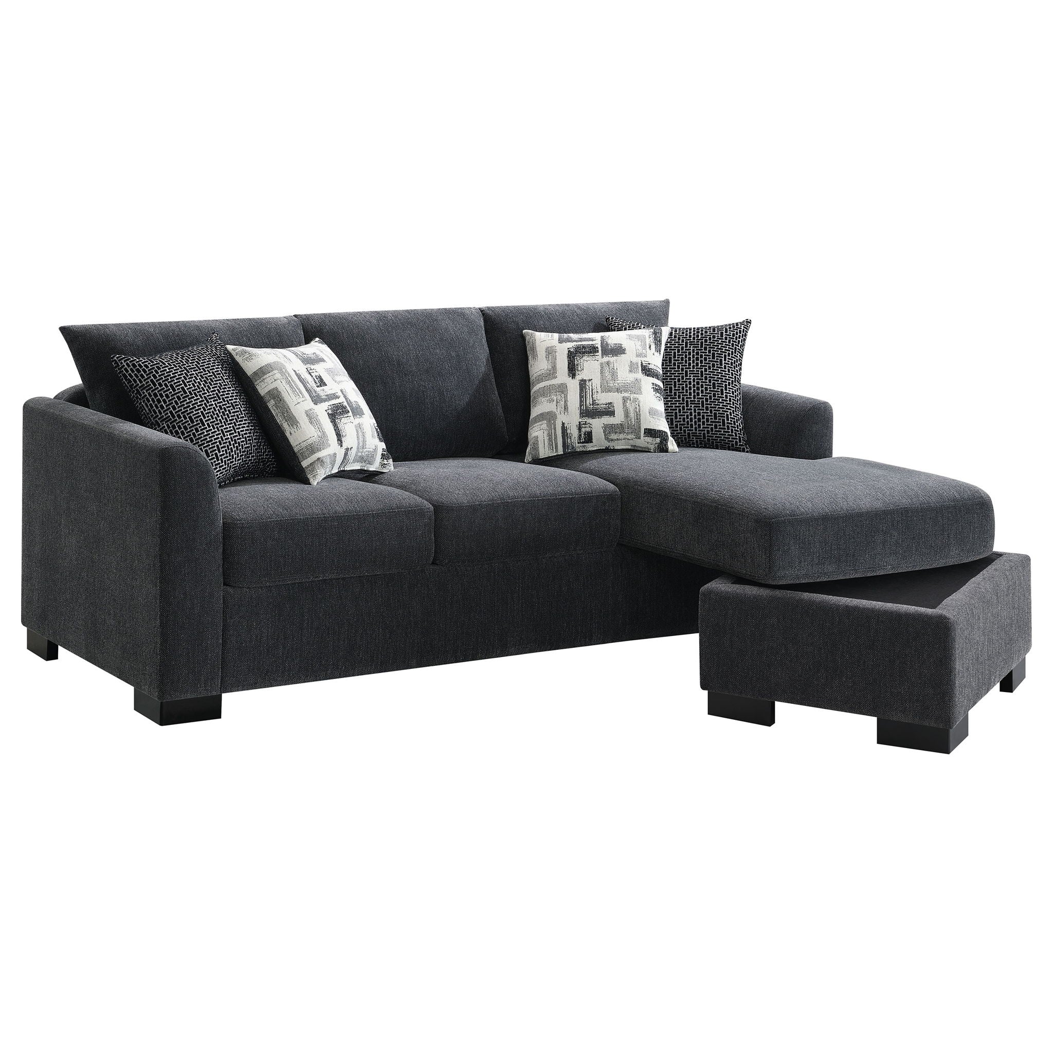 Pacheco - Upholstered Sleeper Sectional Chaise Sofa With Pocket Coils And Reversible Cushions - Dark Gray