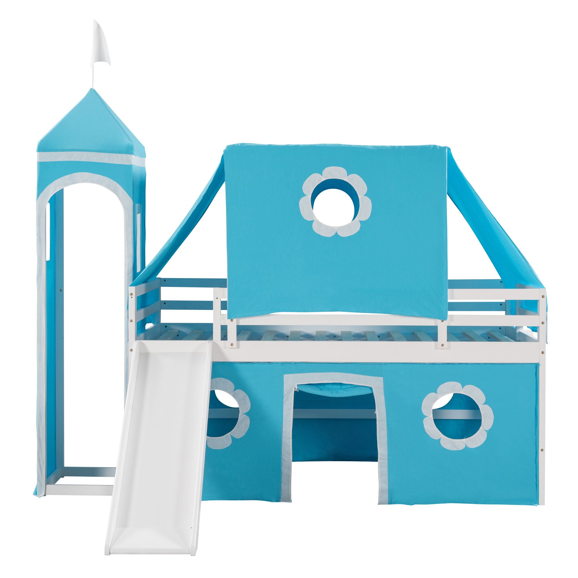 Loft Bed With Slide Tent And Tower Fun Playhouse Design