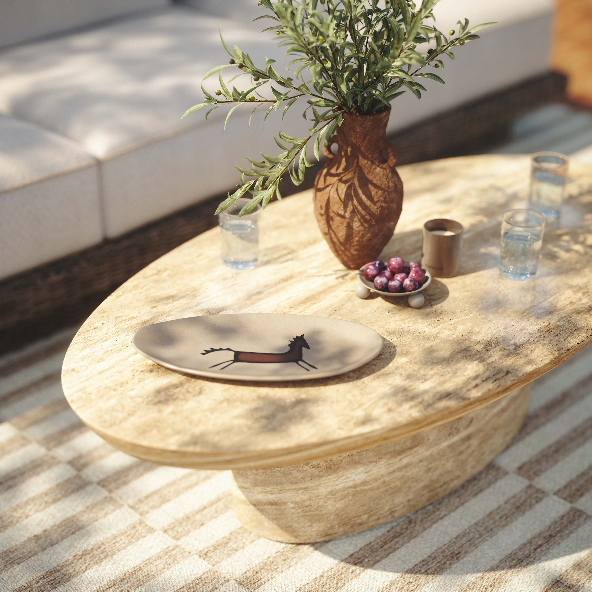 Sonia - Indoor / Outdoor Concrete Coffee Table - Faux Travertine