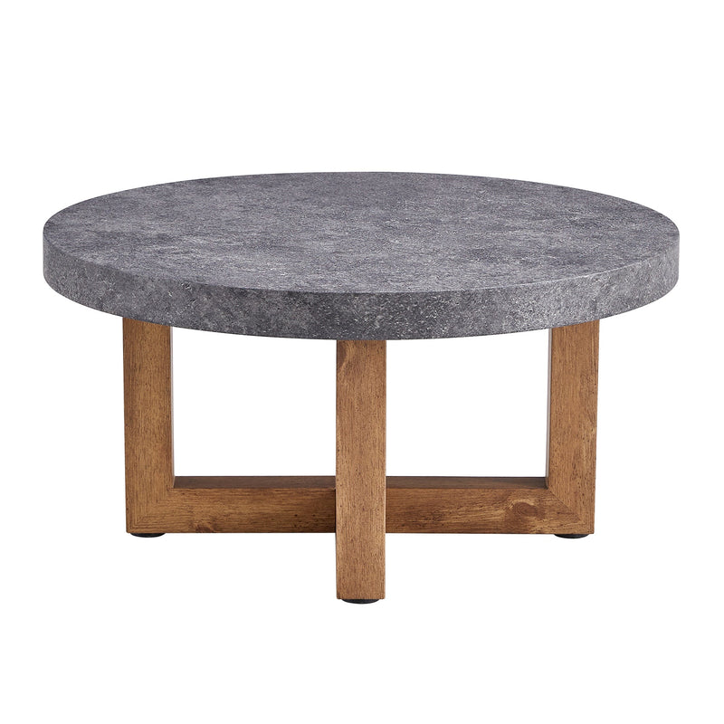 Modern Retro Gray Texture MDF Round Coffee Table with Crossed Legs, 31.4' - Best Buy Furniture