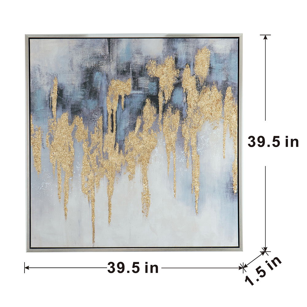 Modern Oil Painting, Square Framed Wall Art For Living Room Dining Room Office - Multicolor