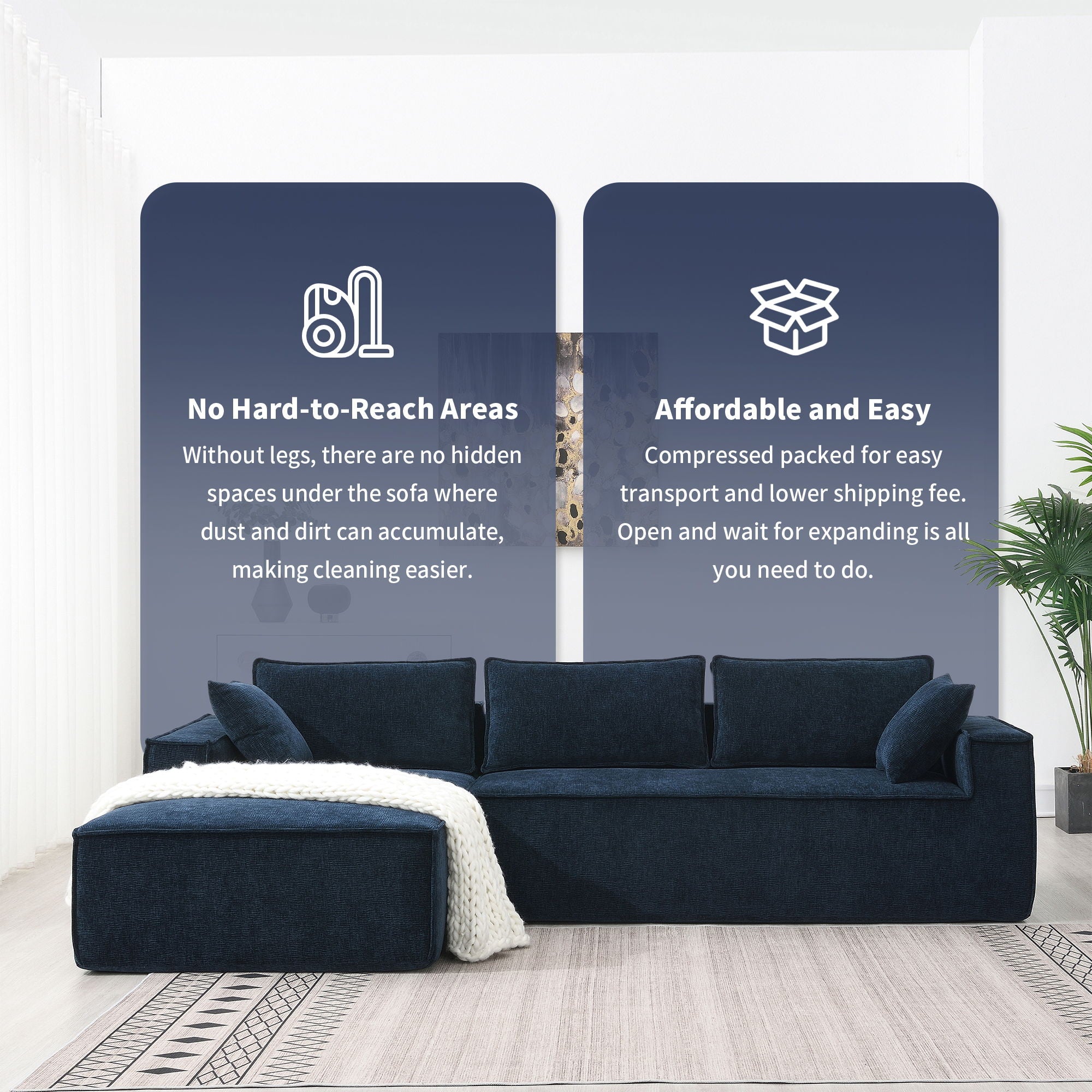 Free Combination Minimalist Style Modular Sectional, Wrinkle Resistant Couch Set L Shaped Compressed Sofa For Living Room