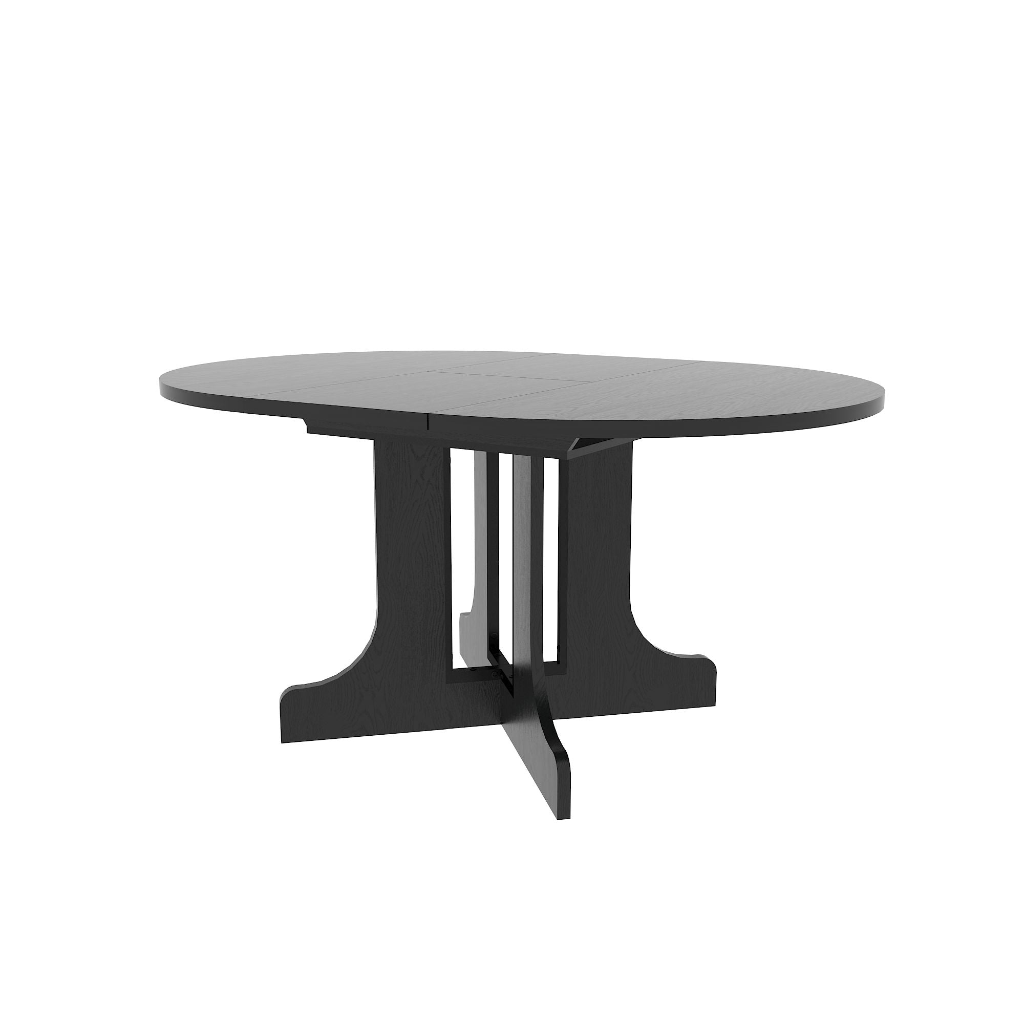 Dining Table For Farmhouse Kitchen Expandable Oval Table Top With Removable Leaf Trestle X Shaped Base - Black - Best Buy Furniture