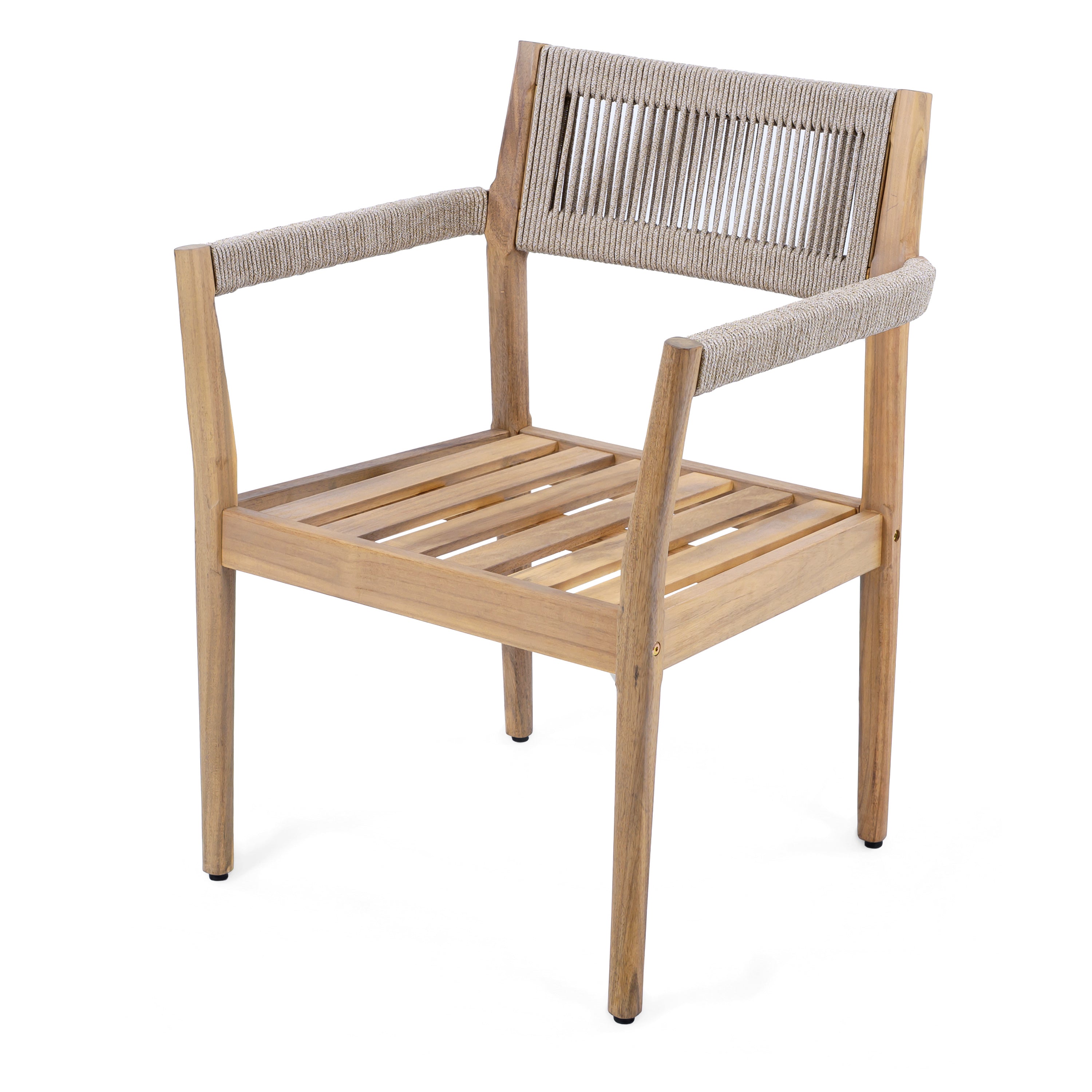 Patio Set Outdoor Acacia Wood Furniture Sets - Braided Dining Chairs and Patio Dining Table