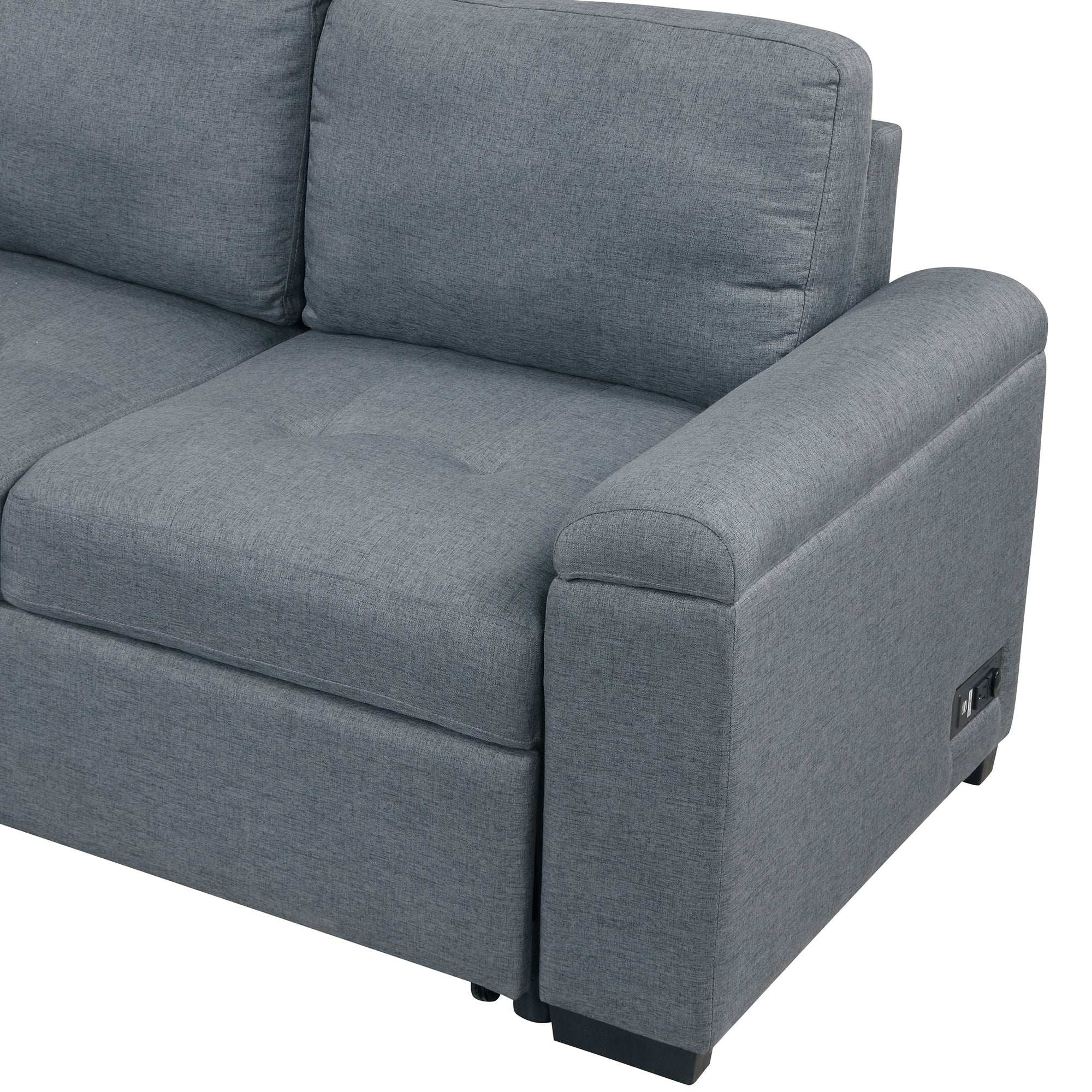 Sleeper Sectional Sofa, L-Shape Corner Couch Sofa-Bed with Storage Ottoman - Best Buy Furniture