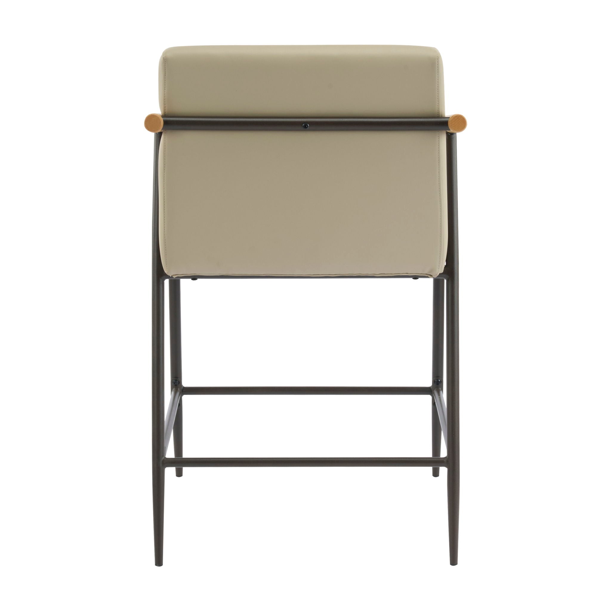 Mid Century Modern Counter Stool Set With Espresso Metal Frame - Khaki