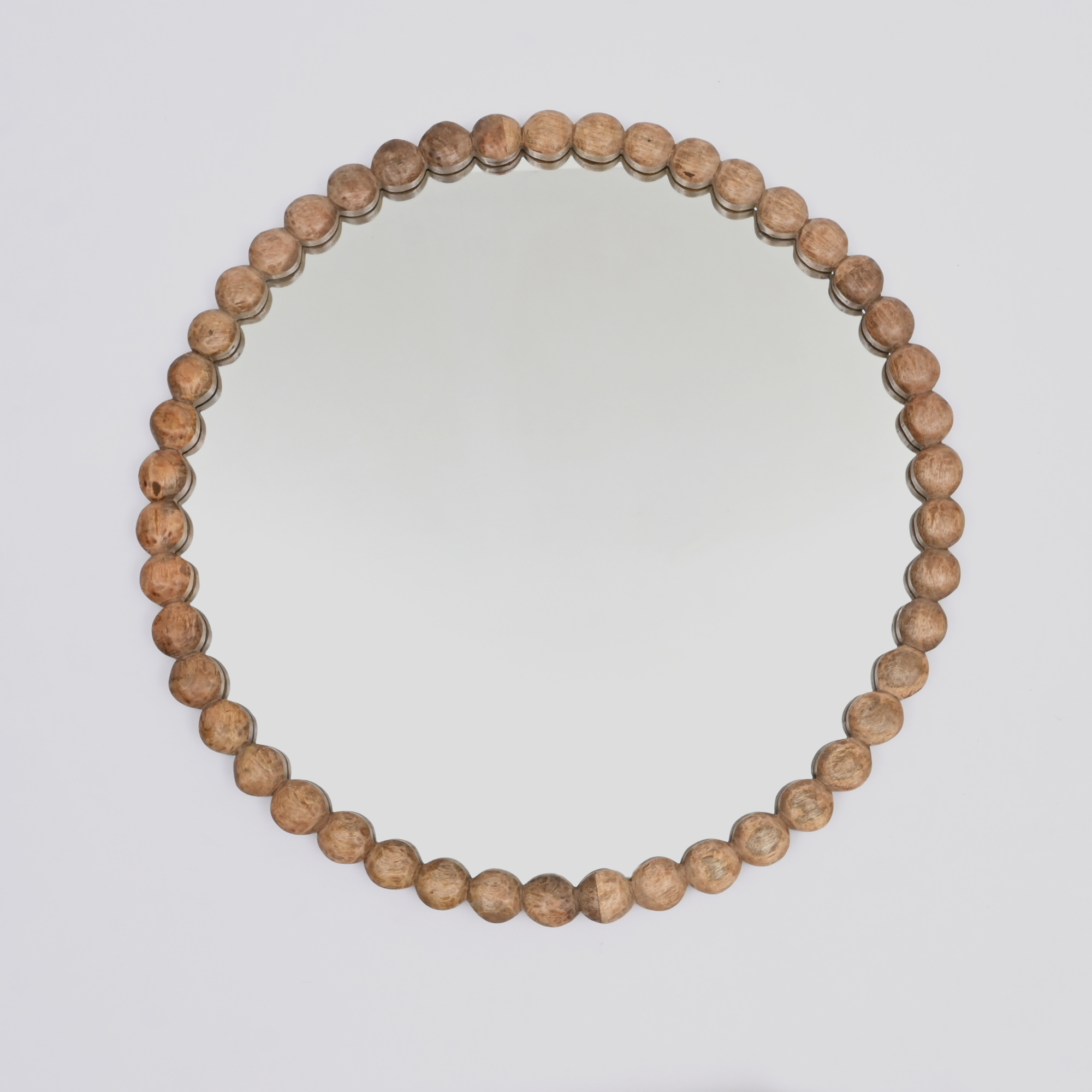 32-Inch Wooden Beaded Round Wall Mirror