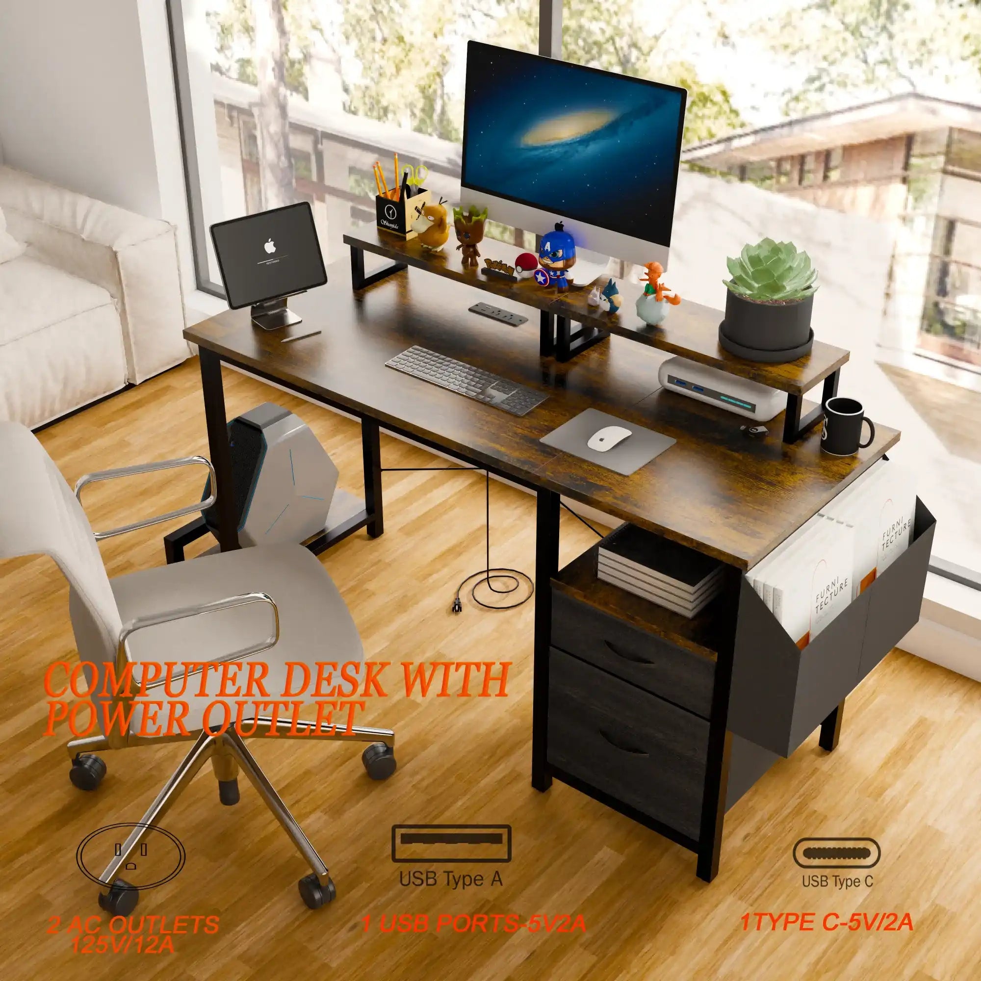 Jovie Computer Desk with Drawer and Power Outlets - Best Buy Furniture