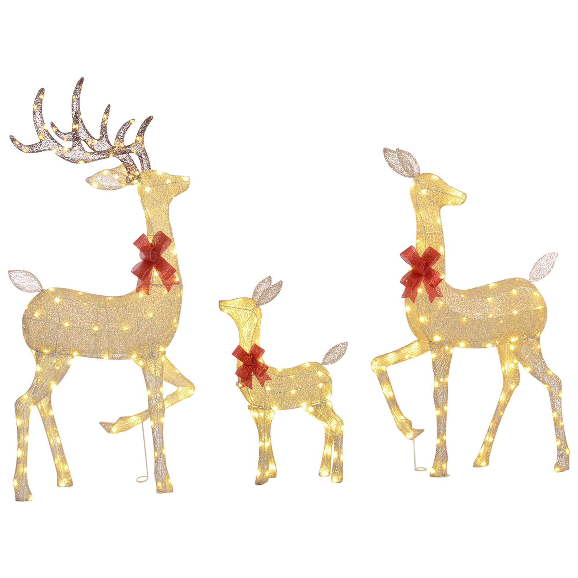 4.5ft 3-Piece Illuminated Holiday Deer Family- 3 LED Light Modes