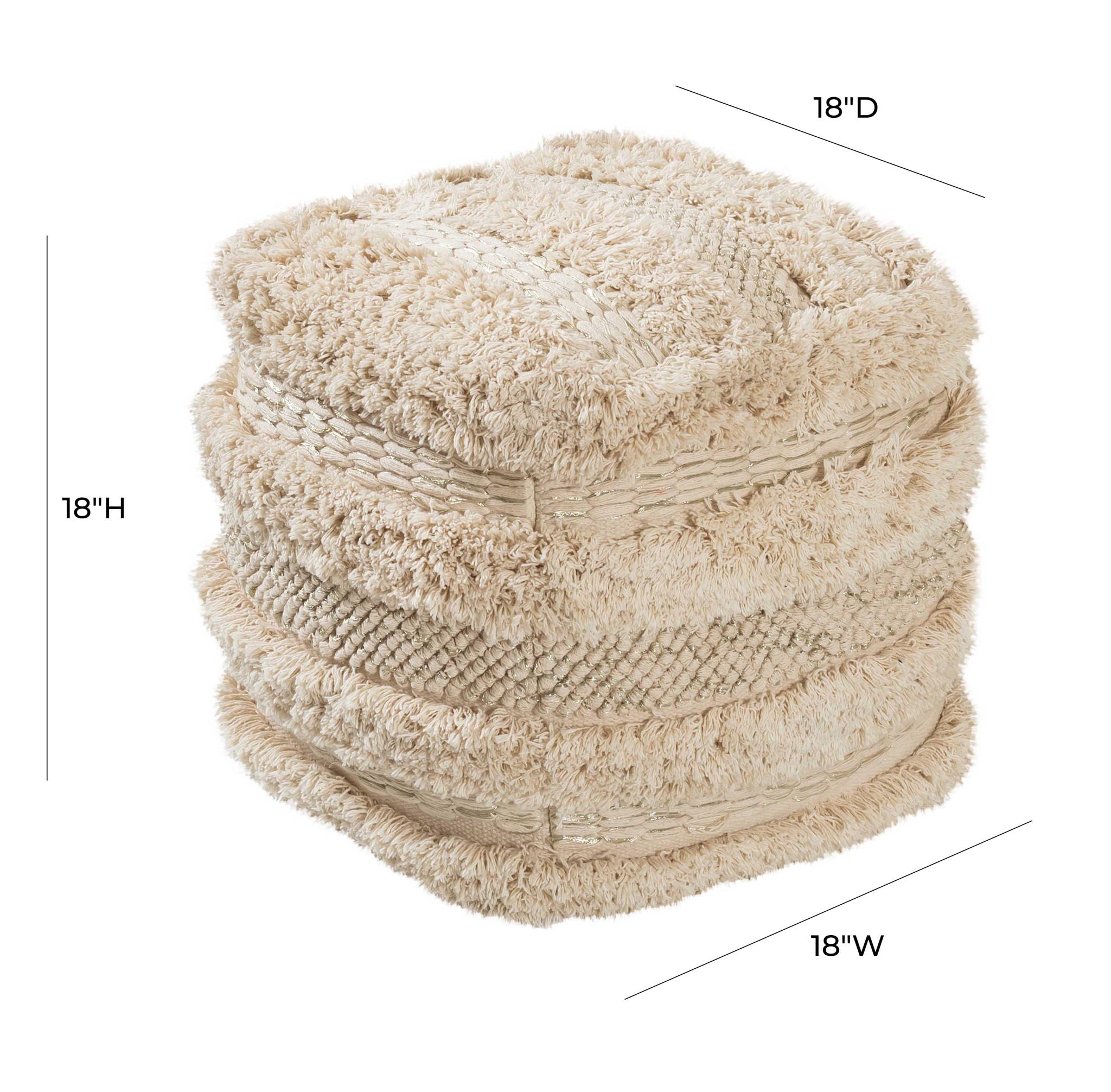 Yorba - Cotton Pouf - Beige