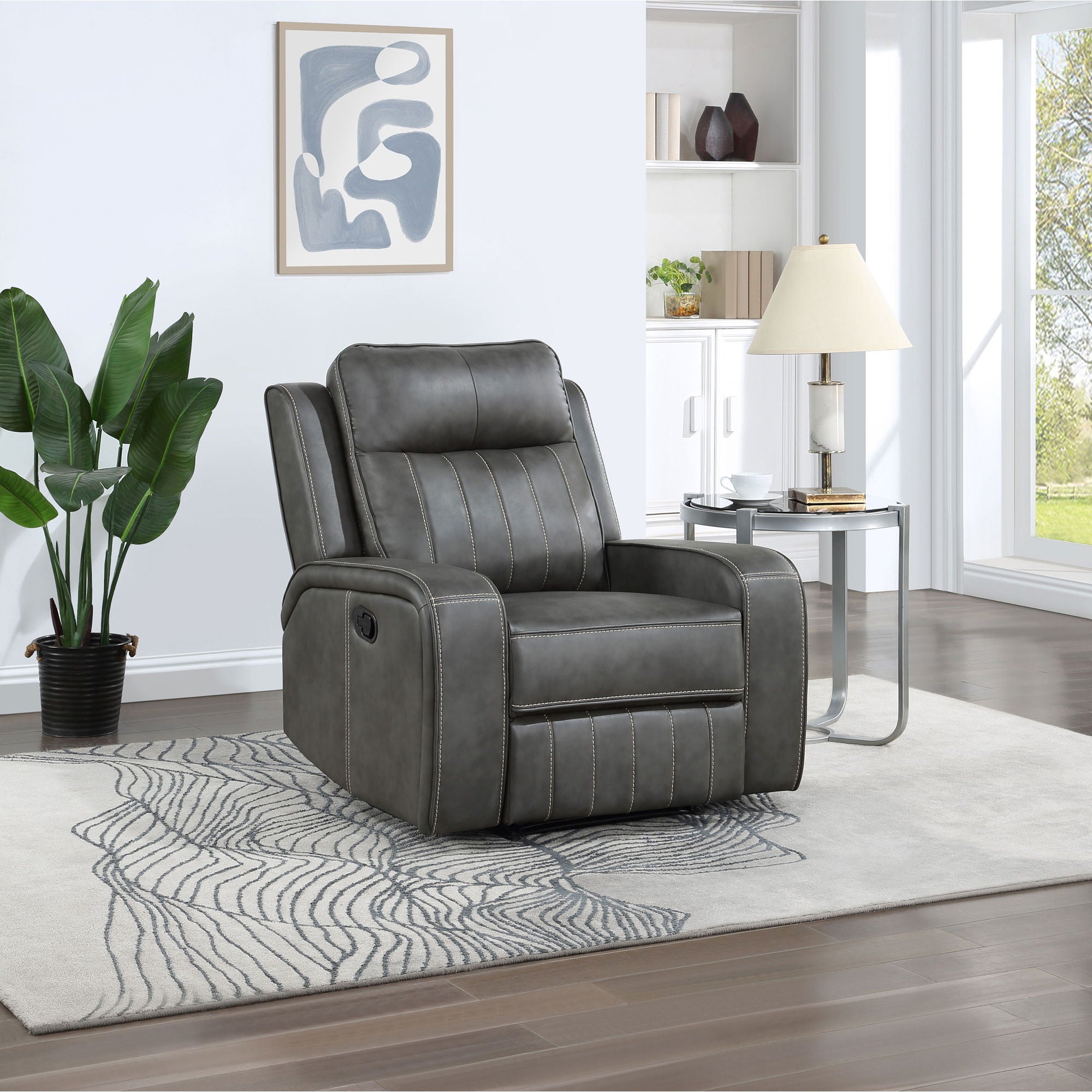 Forrest - Recliner Chair With Tufted Upholstery - Gray