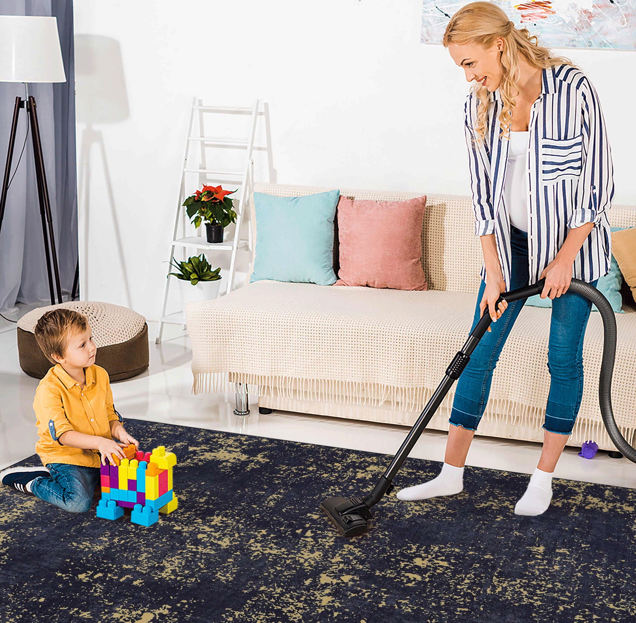 Maval - Abstract Washable Area Rug