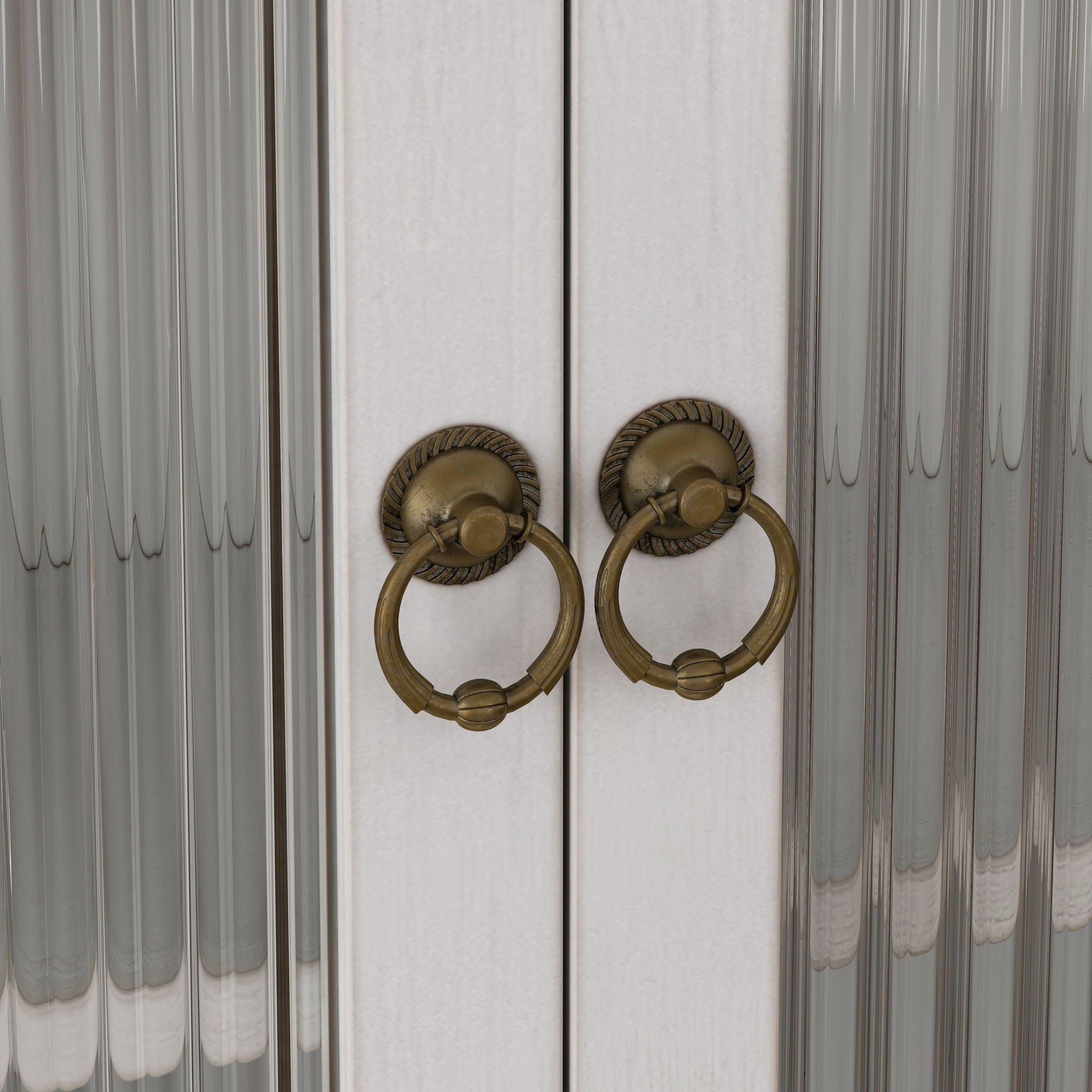 Vintage Double Door Wall Cabinet With Three Tiers Storage And Towel Rack - White Washed