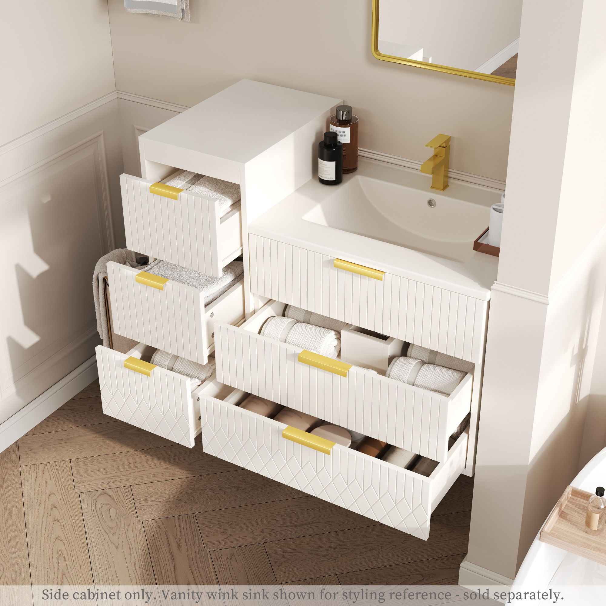 Modern Wall Mounted Floating Cabinet With Drawers For Bathroom