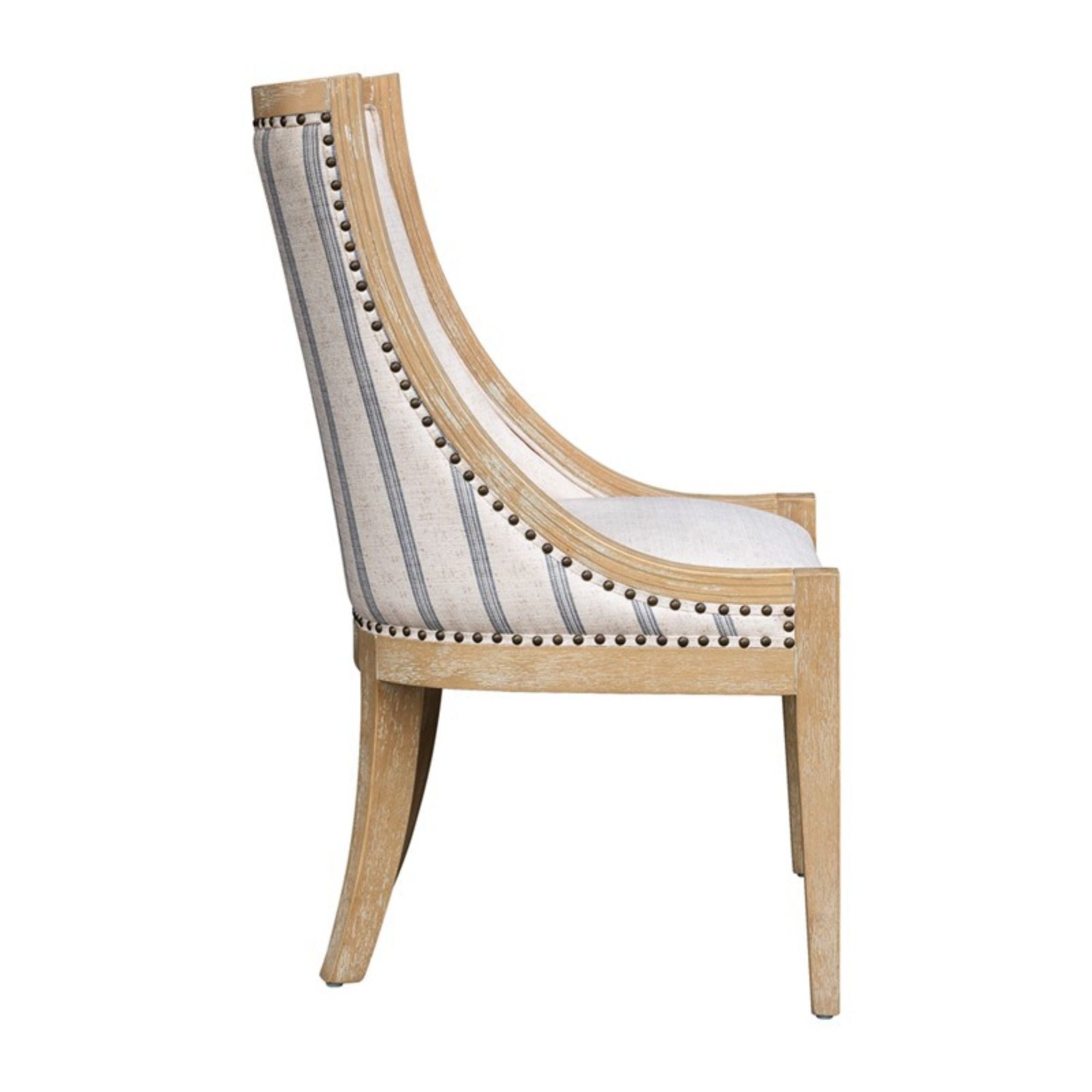 Upholstered Dining Chair With Nailhead Trim - Beige / Natural