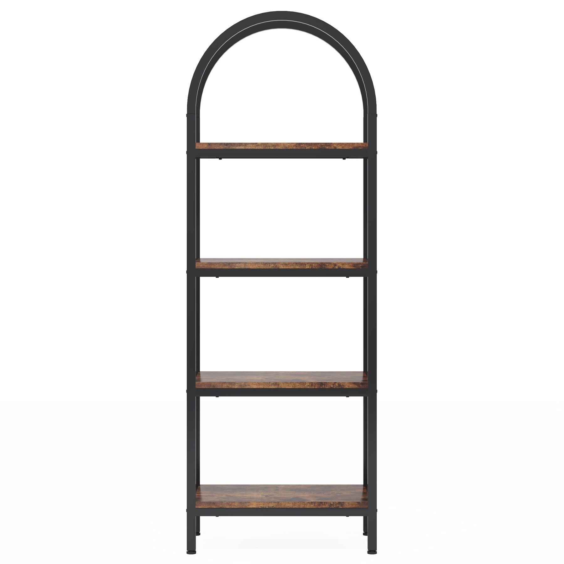 Industrial 4 Tier Open Bookshelf With Curved Top