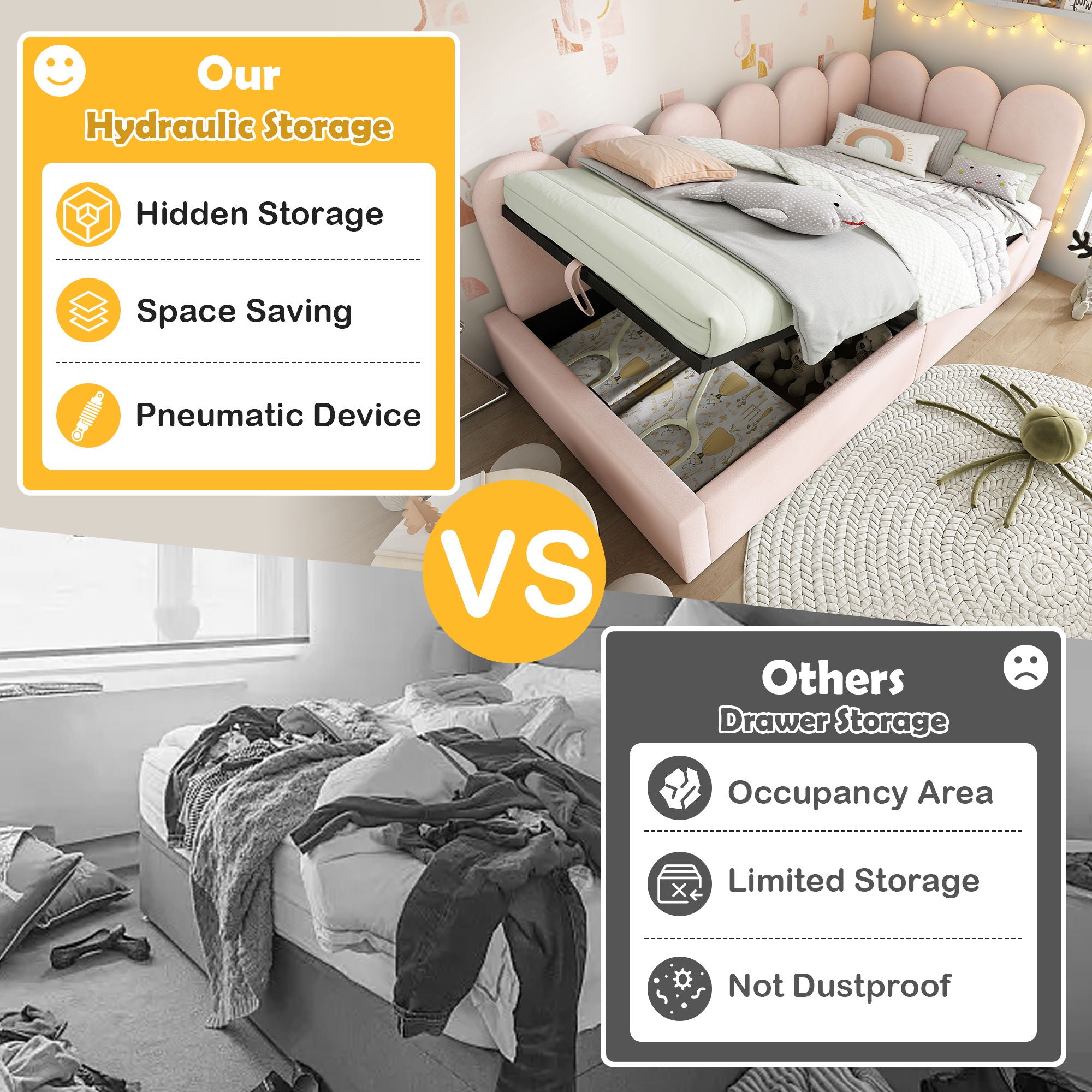 Upholstered Daybed With Metal Slatted Base