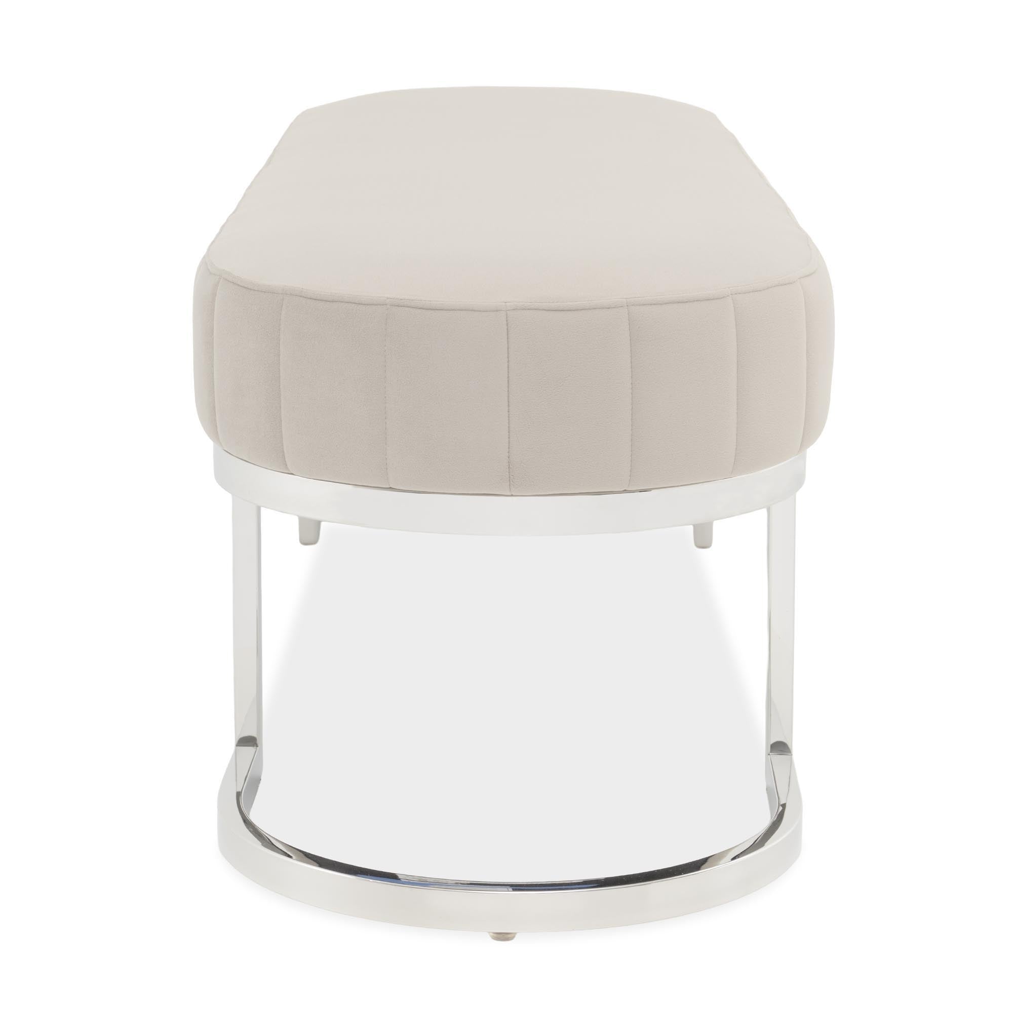 Signature Beds & Benches - Orchid Velvet Accent Bench - Gray / Chrome