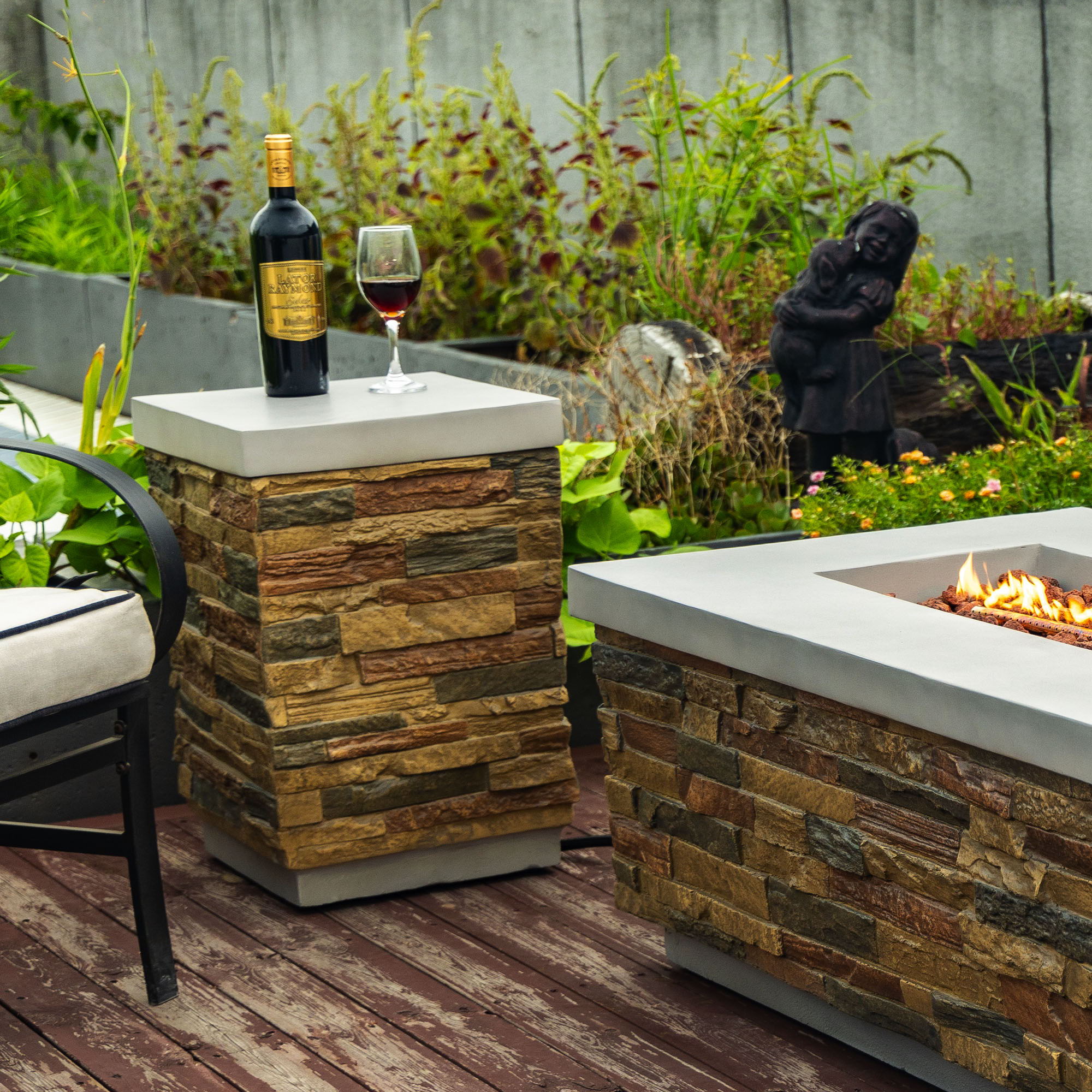 Outdoor Propane Tank Holder Fire Pit Cover Side Table Lightweight Concrete - Sandstone - Best Buy Furniture