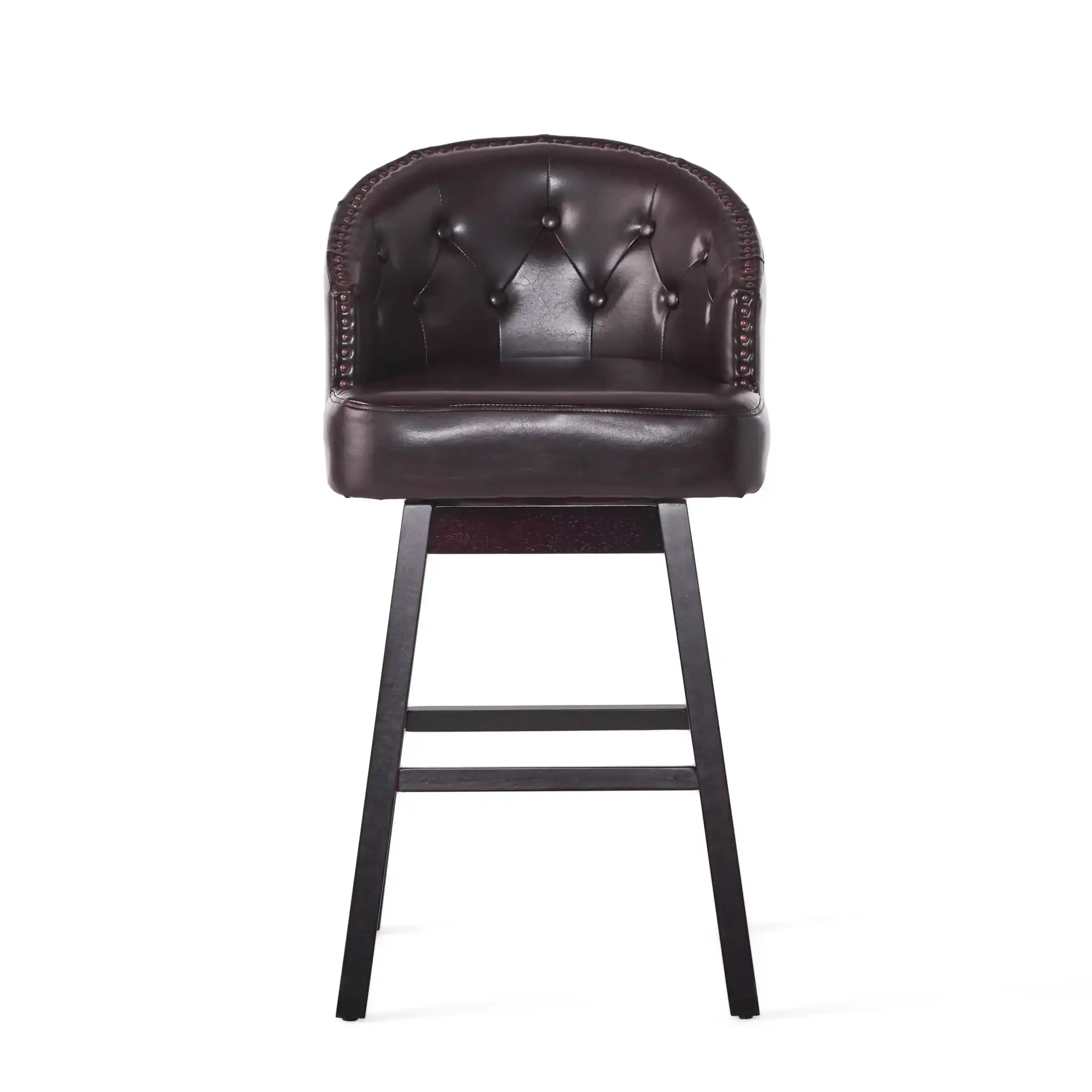 Mellifluous - 360 Degree Swivel Bar Stool With Stunning Nailhead Trim, (Set of 2)