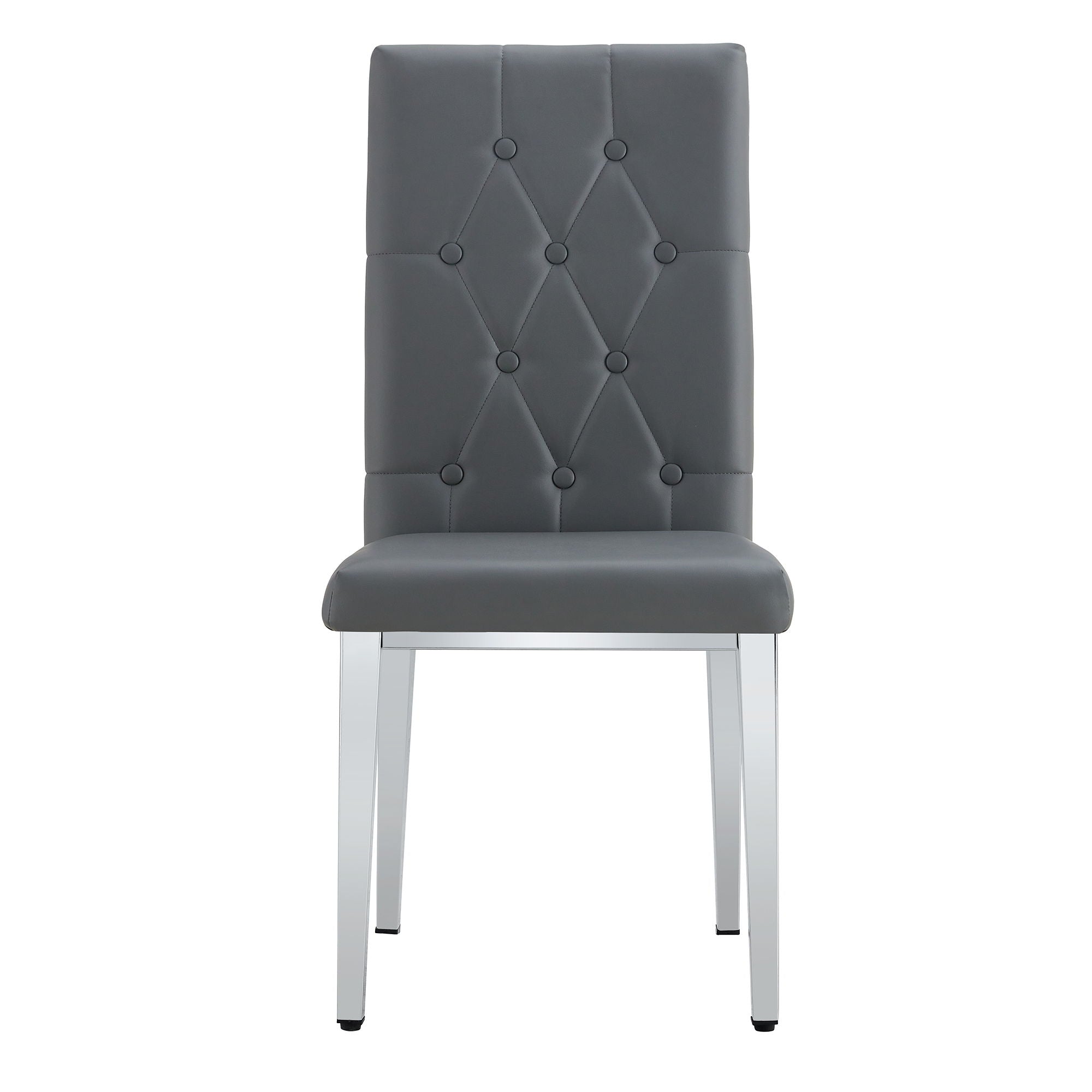 Vintage Style Armless Dining Chairs Set With Grid And Buckle Design