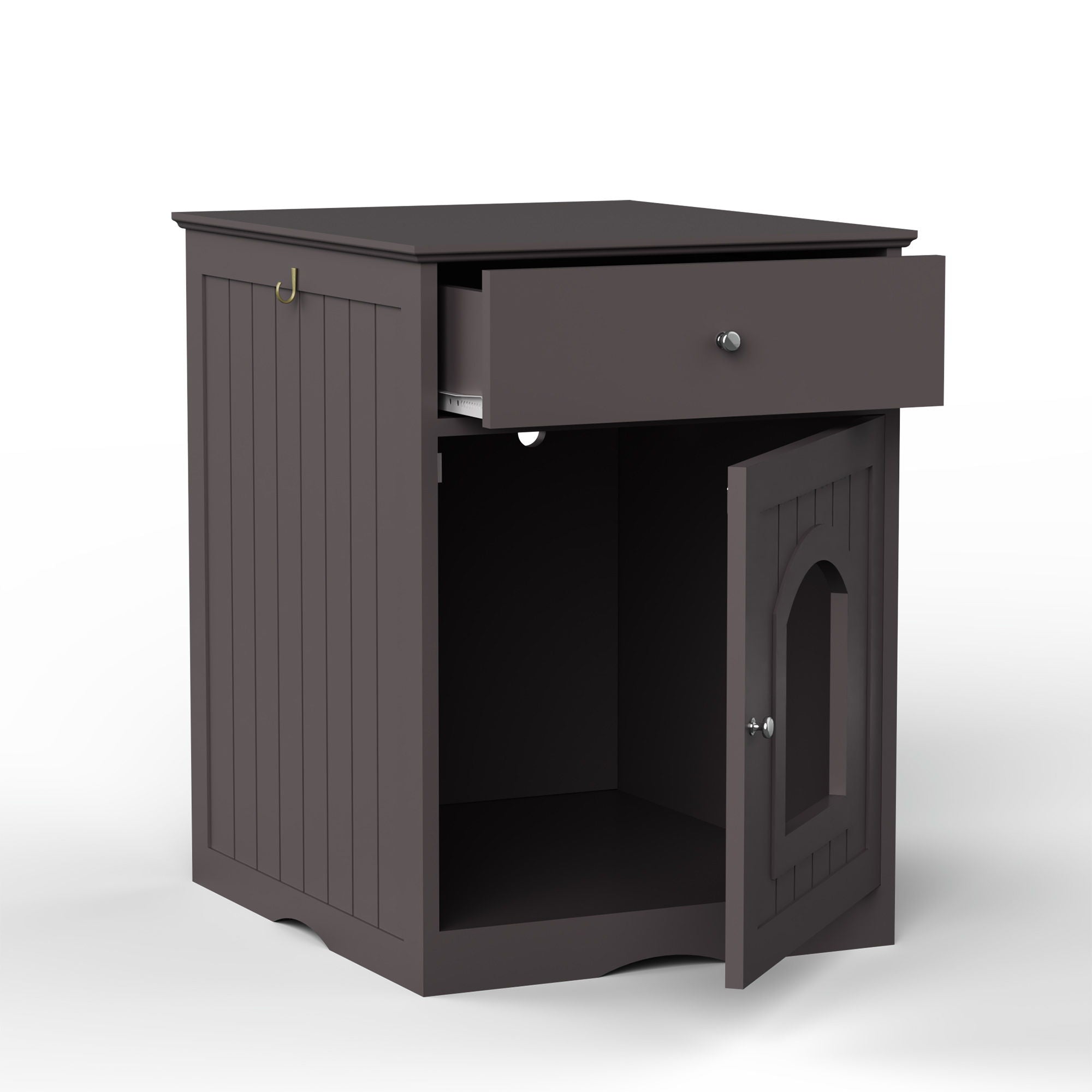Pet House Cat Litter Box Enclosure With Drawer, Side Table