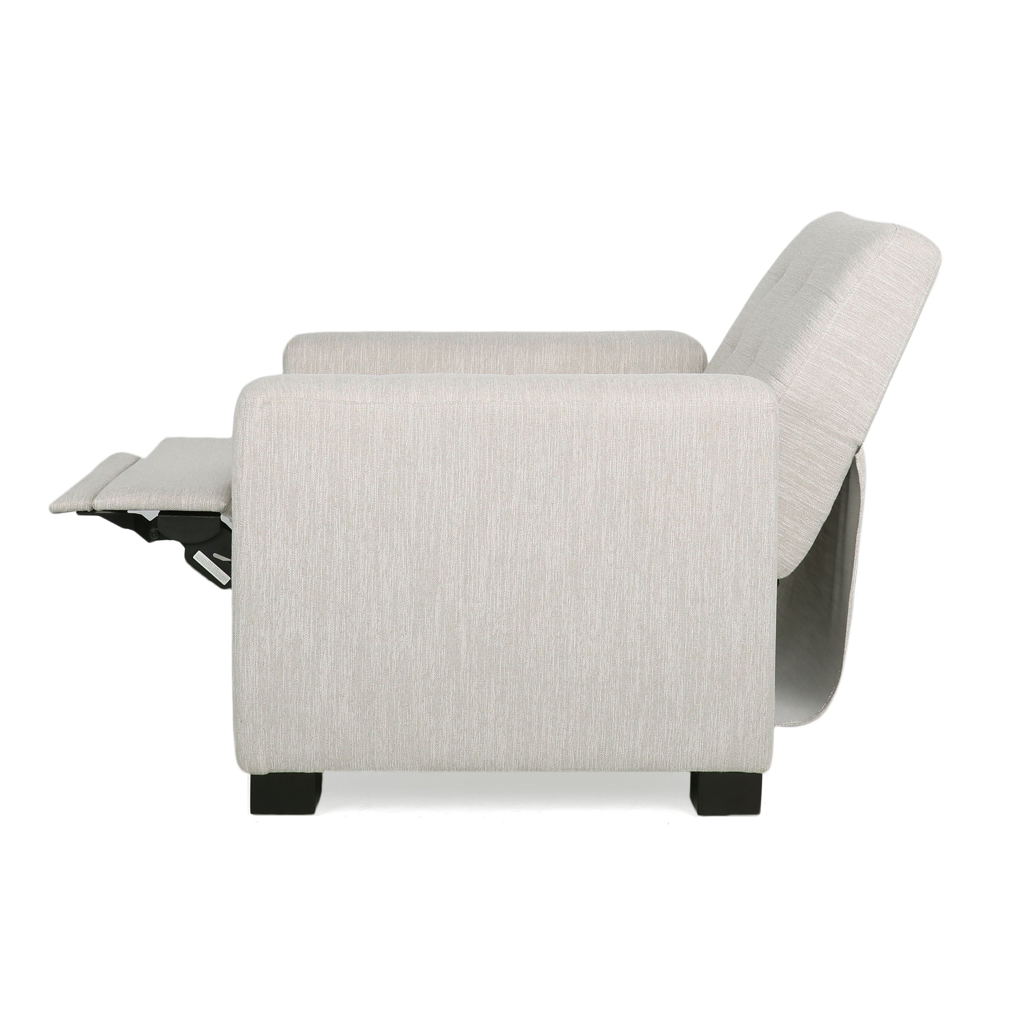 Contemporary Recliner Chair With Push Back Function And Birchwood Legs