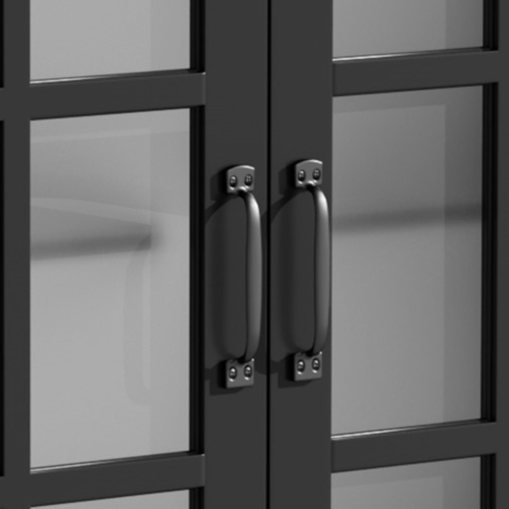 Modern Bathroom Vanity With Ceramic Sink, Tempered Blurred Glass Doors