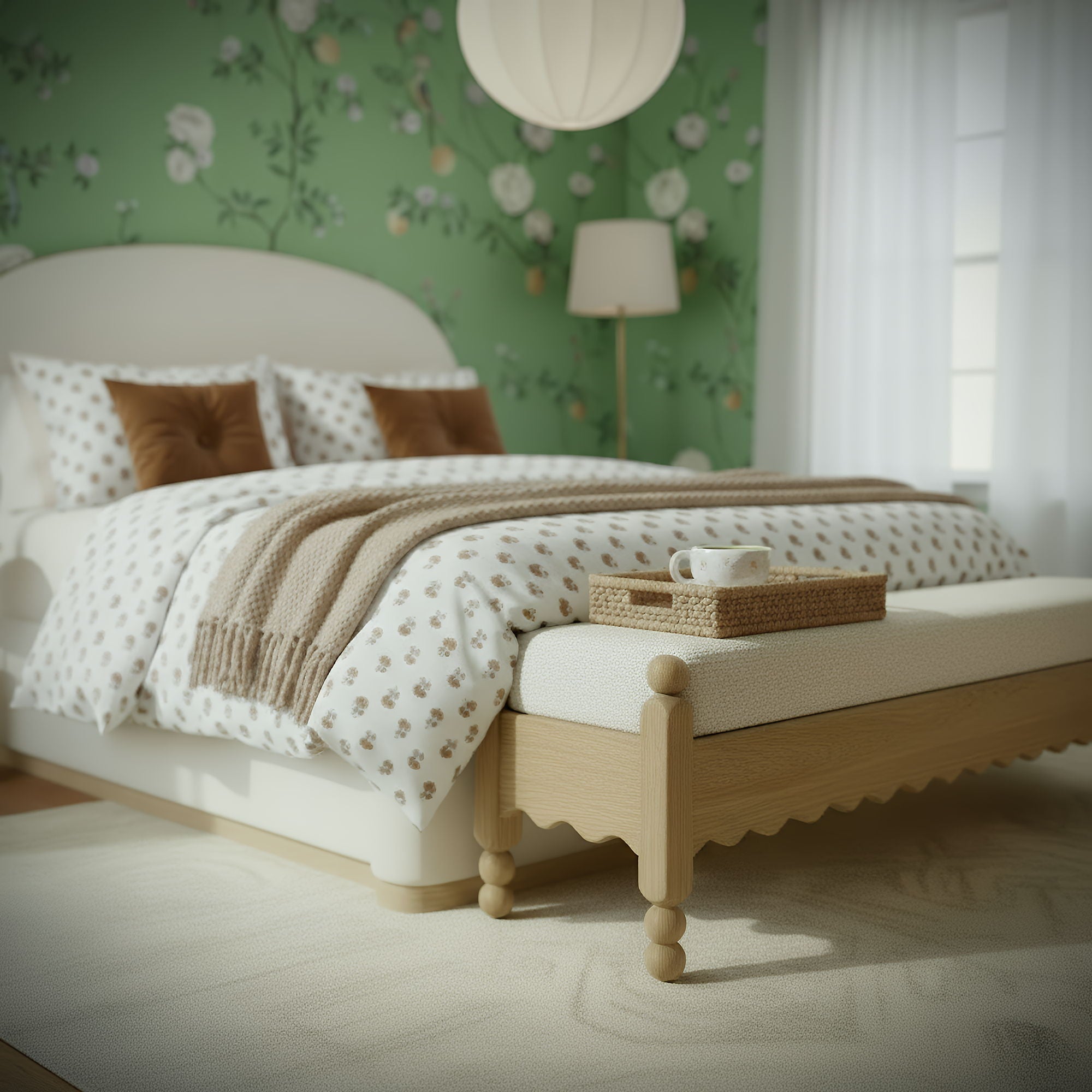 Thelma - Performance Basketweave Bench - Cream