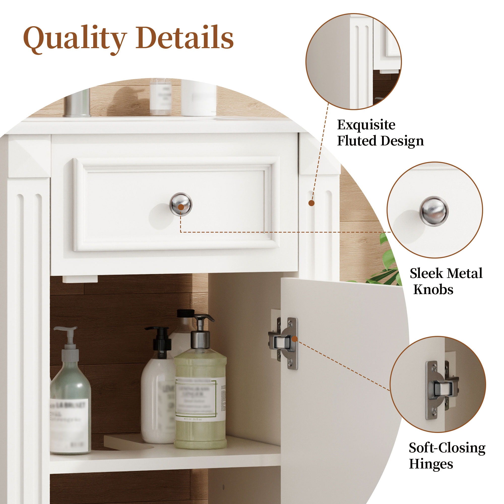 Bathroom Vanity With Sink, Cabinet, Soft-Closing Door, Adjustable Shelf - White