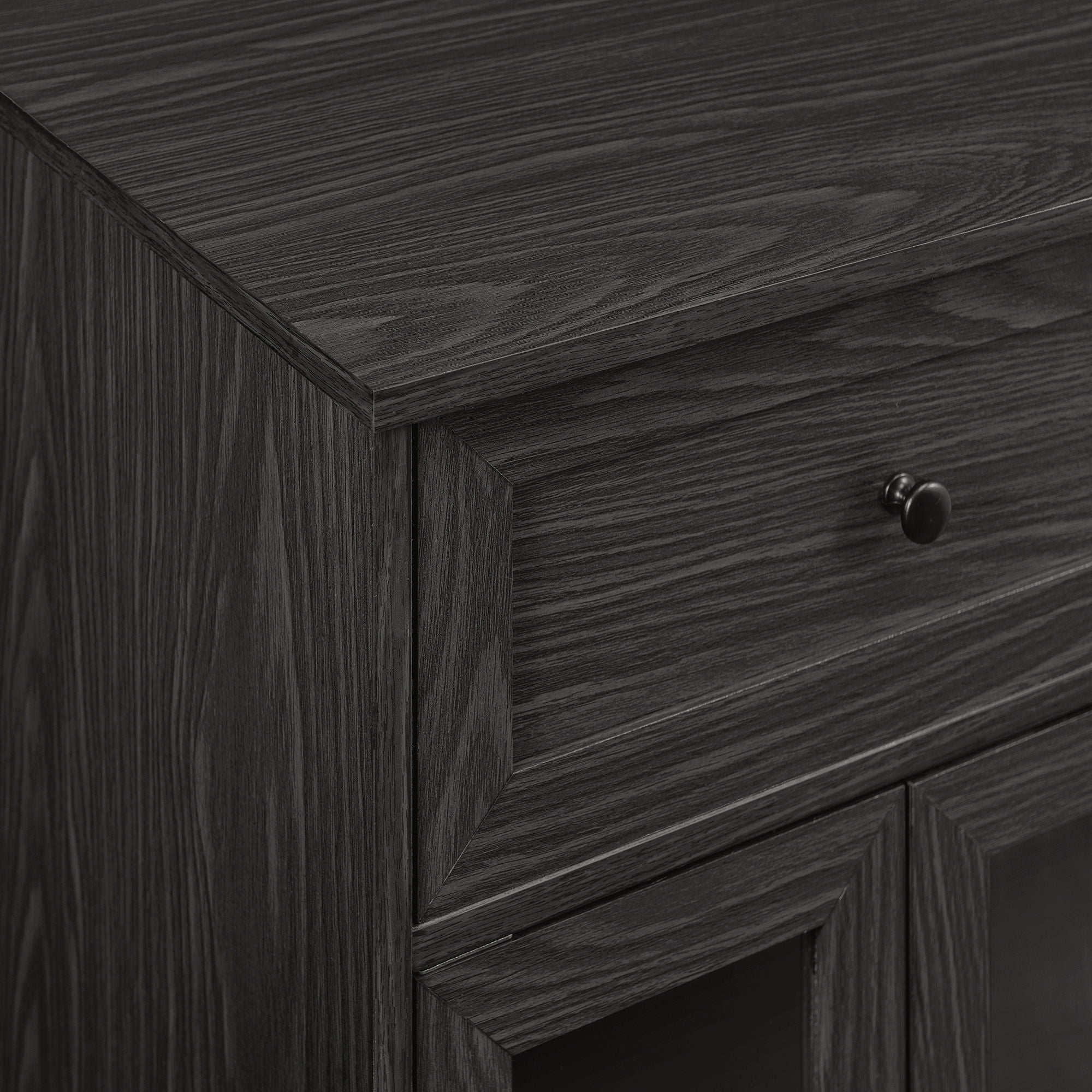 Classic Glass Door Bar Cabinet With Bottle Storage - Graphite - Best Buy Furniture