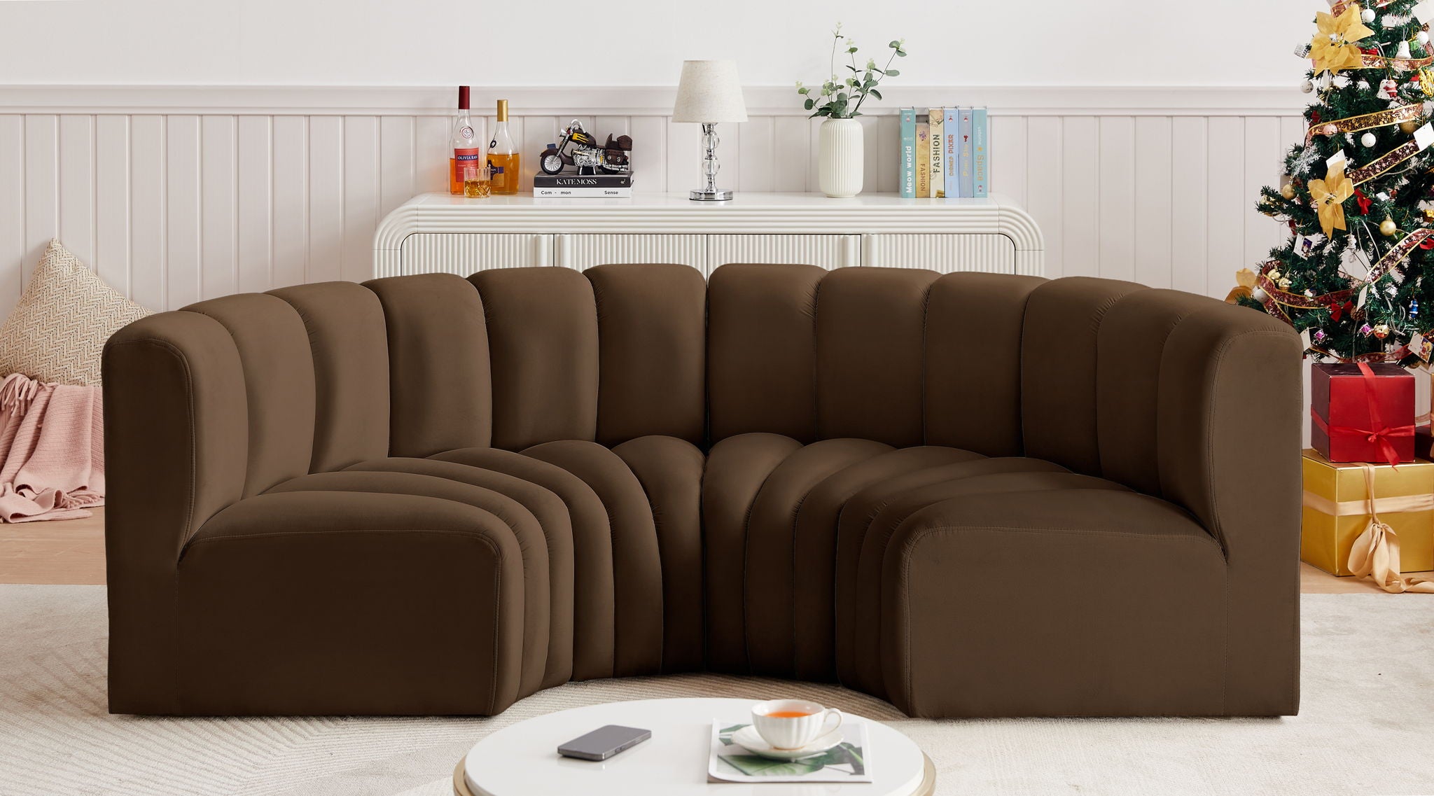 Arc - Velvet 4 Piece U-Shaped Modular Sofa