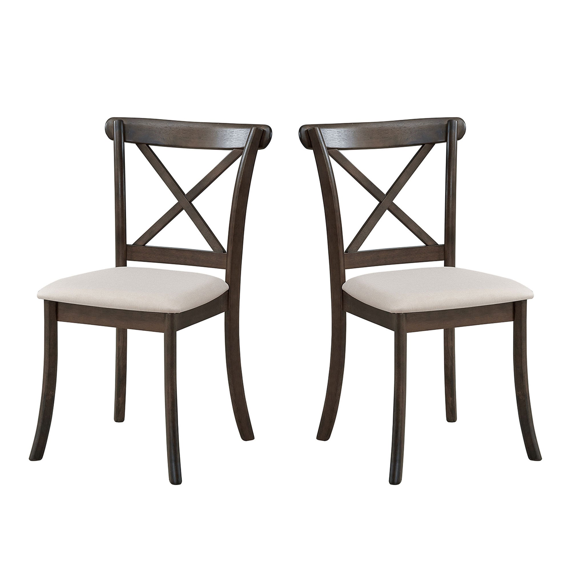 Wooden X Back Dining Chairs Set of 2 - Brown