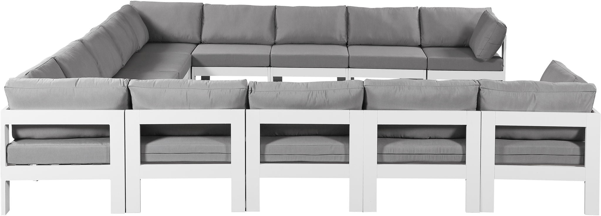 Nizuc - Outdoor Patio 13 Piece Modular Sectional With White Frame