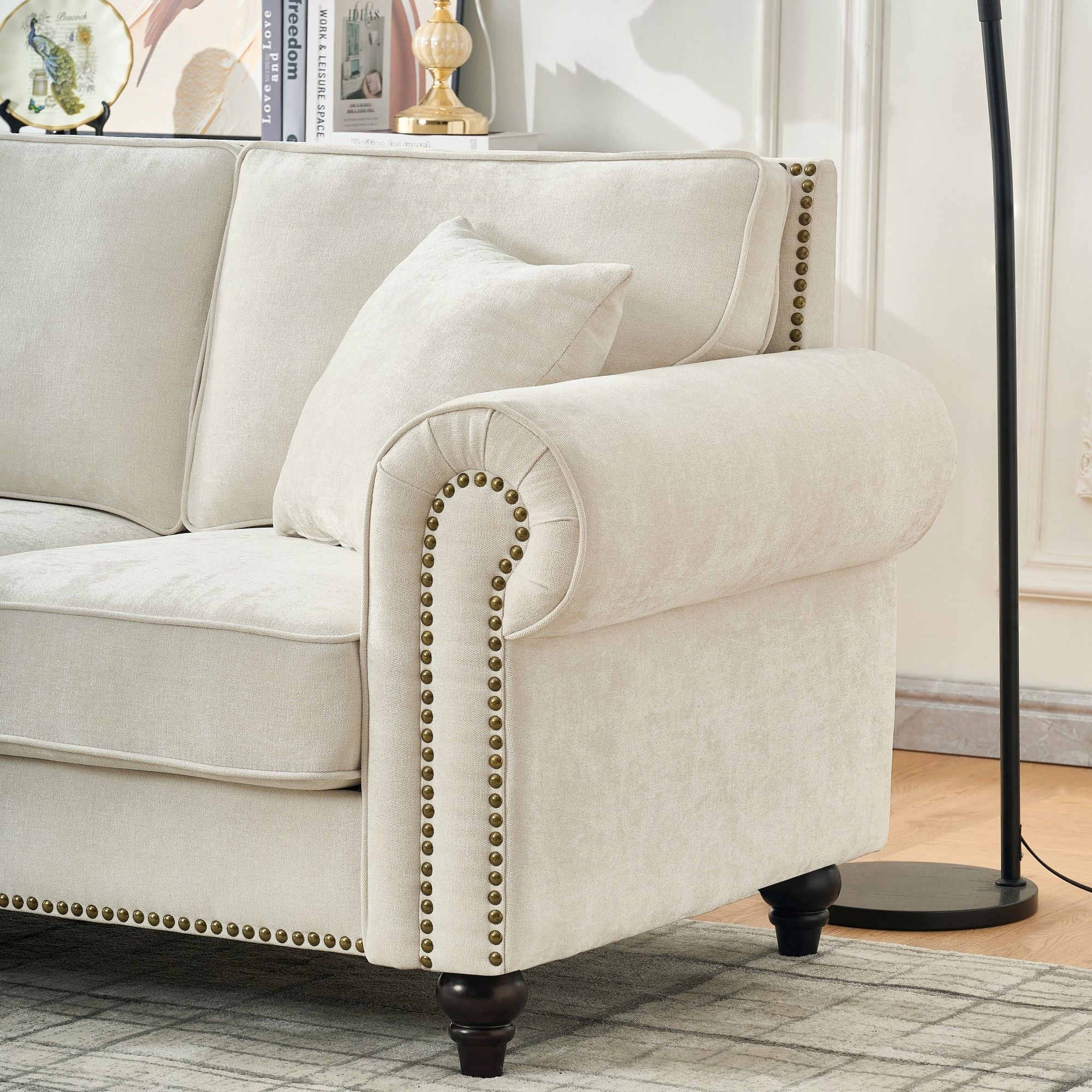 Modern 3 And 2 Seater Sofa With Rolled Arms, Tufted Upholstered Couch