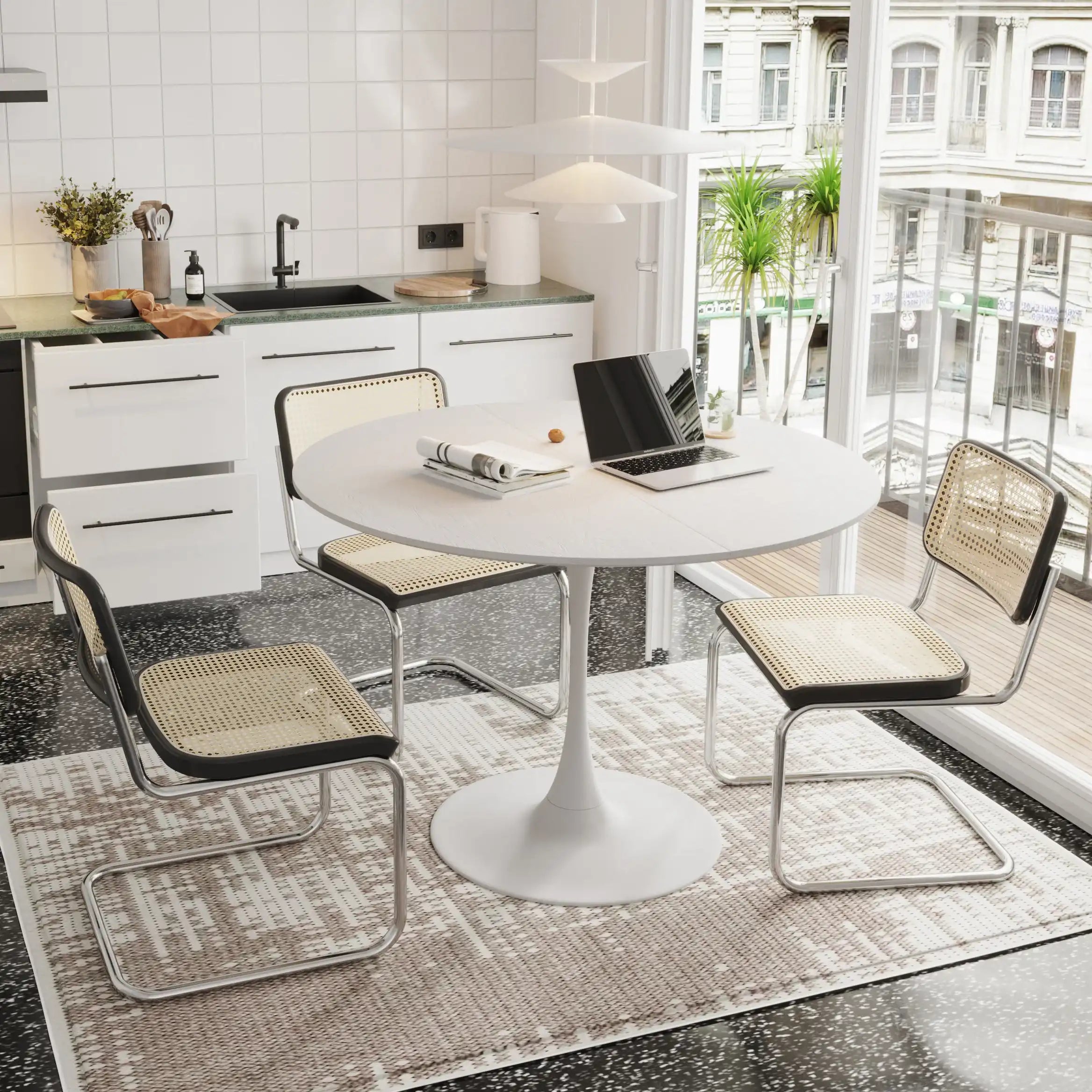 Vega Modern White Round Dining Table