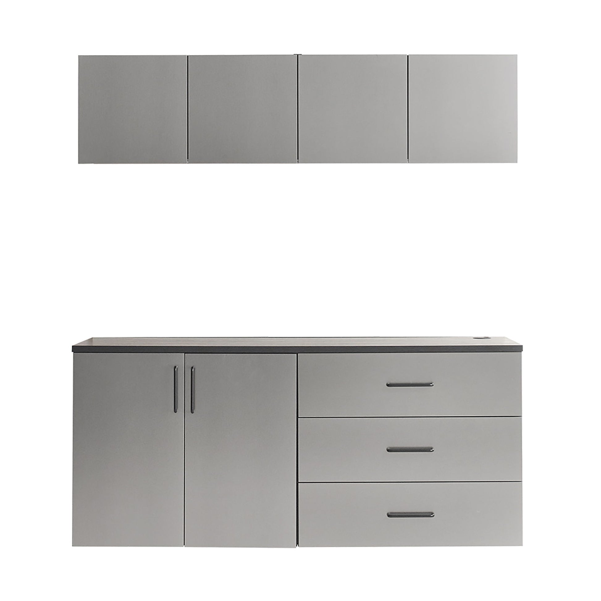 Astro Series - Garage Cabinet Set C With Soft Closing Drawers - Metallic Gray - Best Buy Furniture