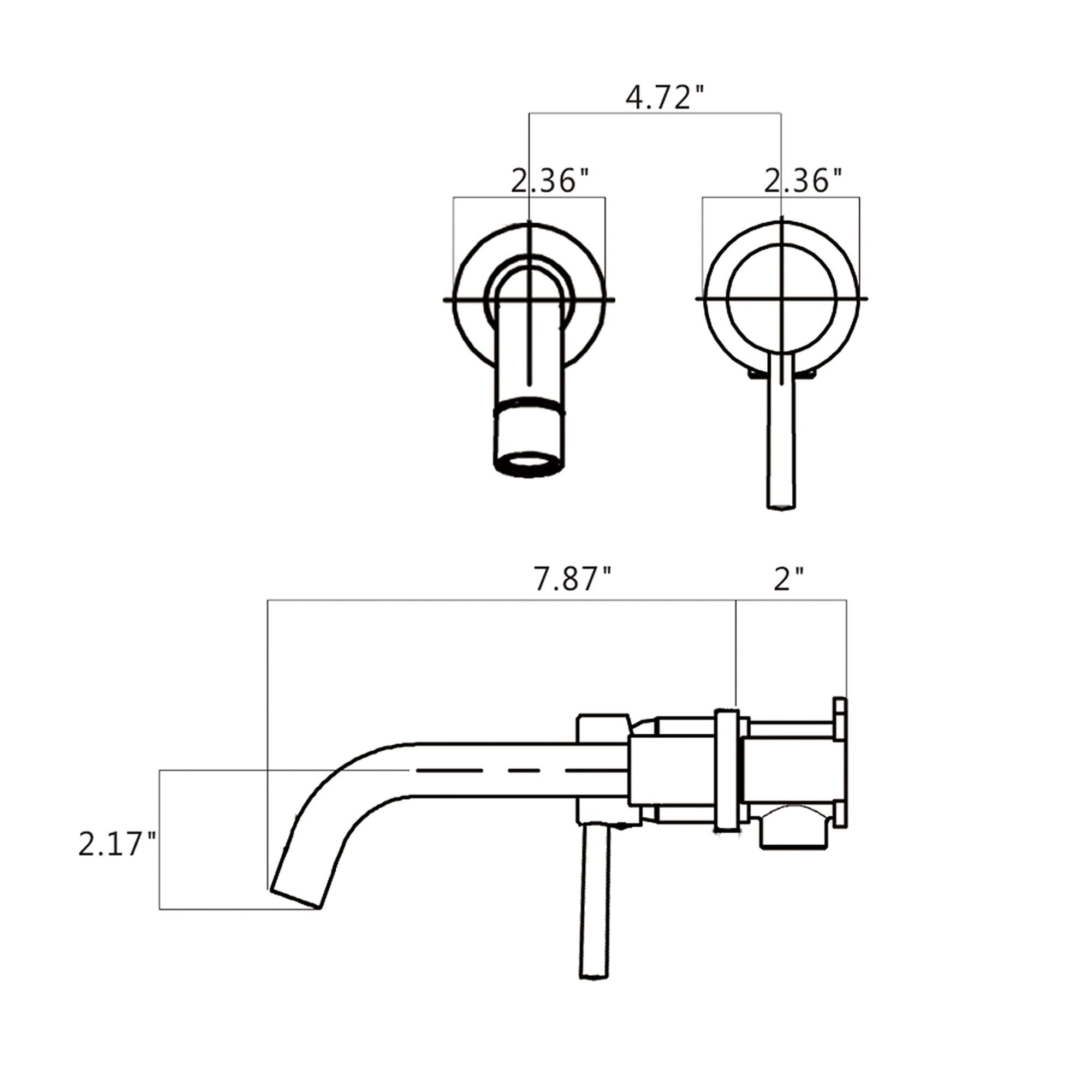 Modern Wall Mount Single Handle Bathroom Sink Faucet, Curved Spout - Matte Black Brass