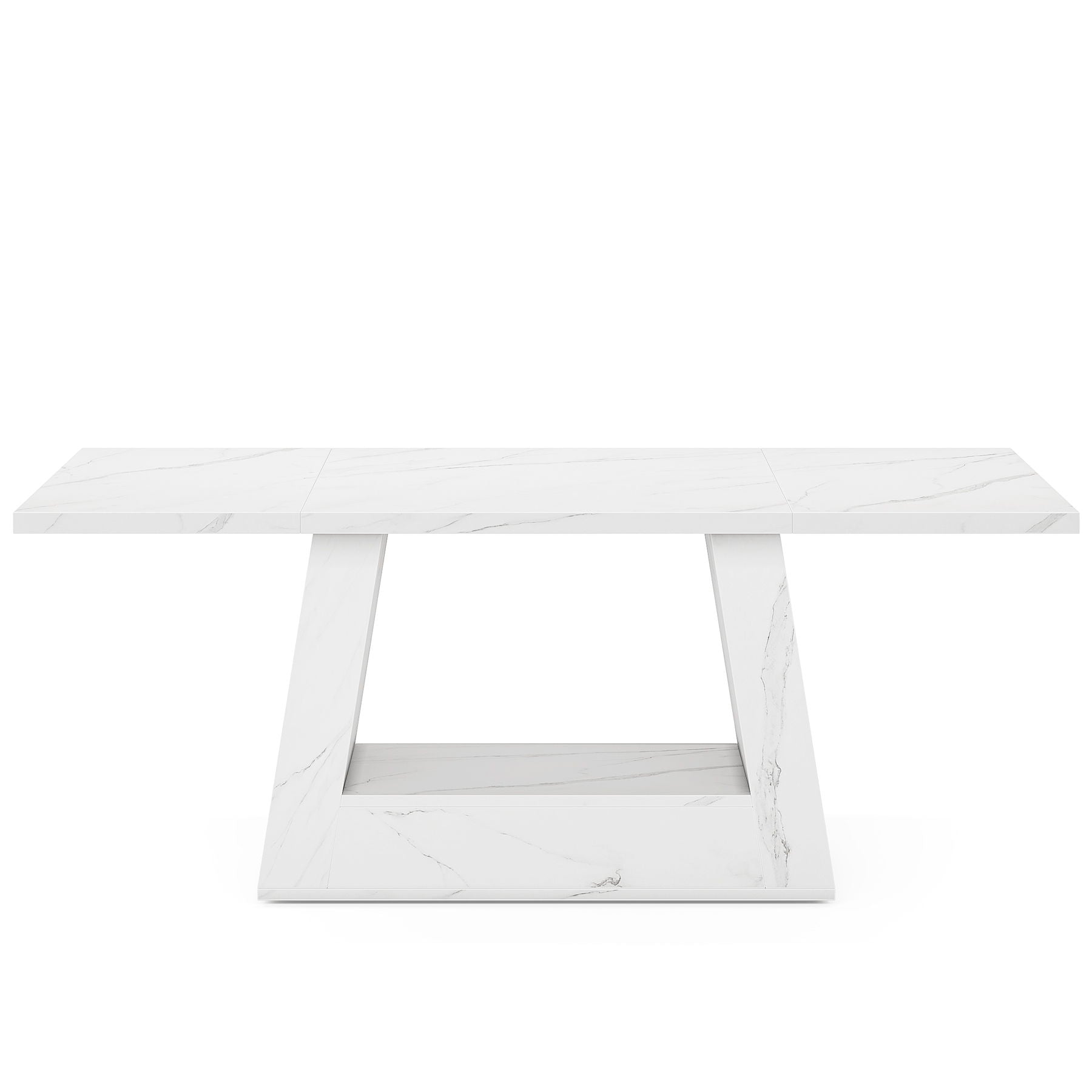Dining Table For 4 To 6 People, With Trapezoid Base For Dining Room - White