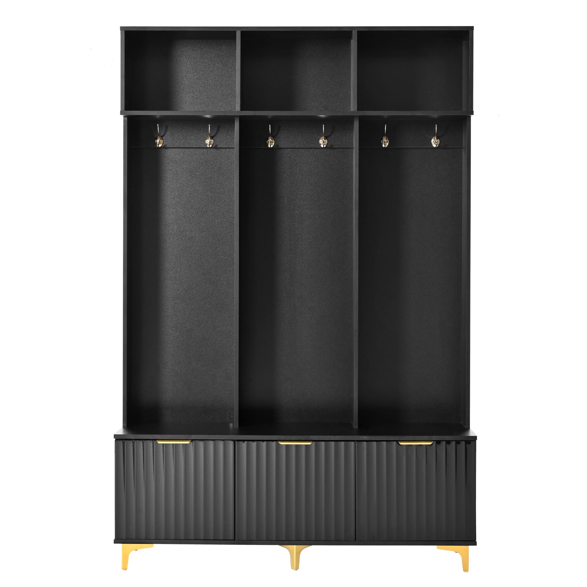 Modern Large Storage Hall Tree With Bench, 6 Hooks