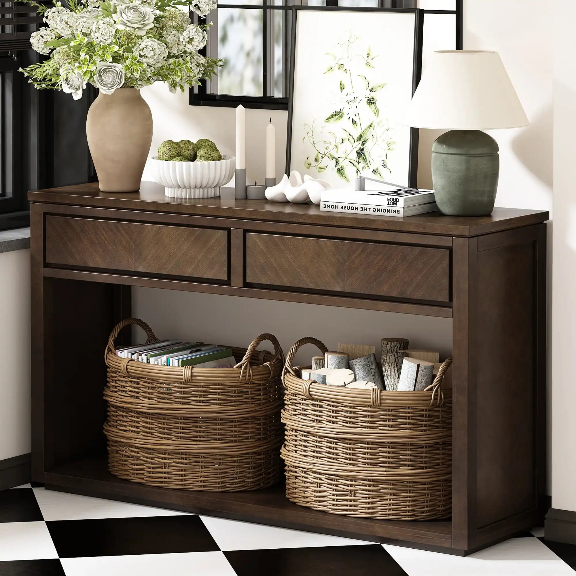 Soren Modern Console Table Rustic Wooden Entryway Table