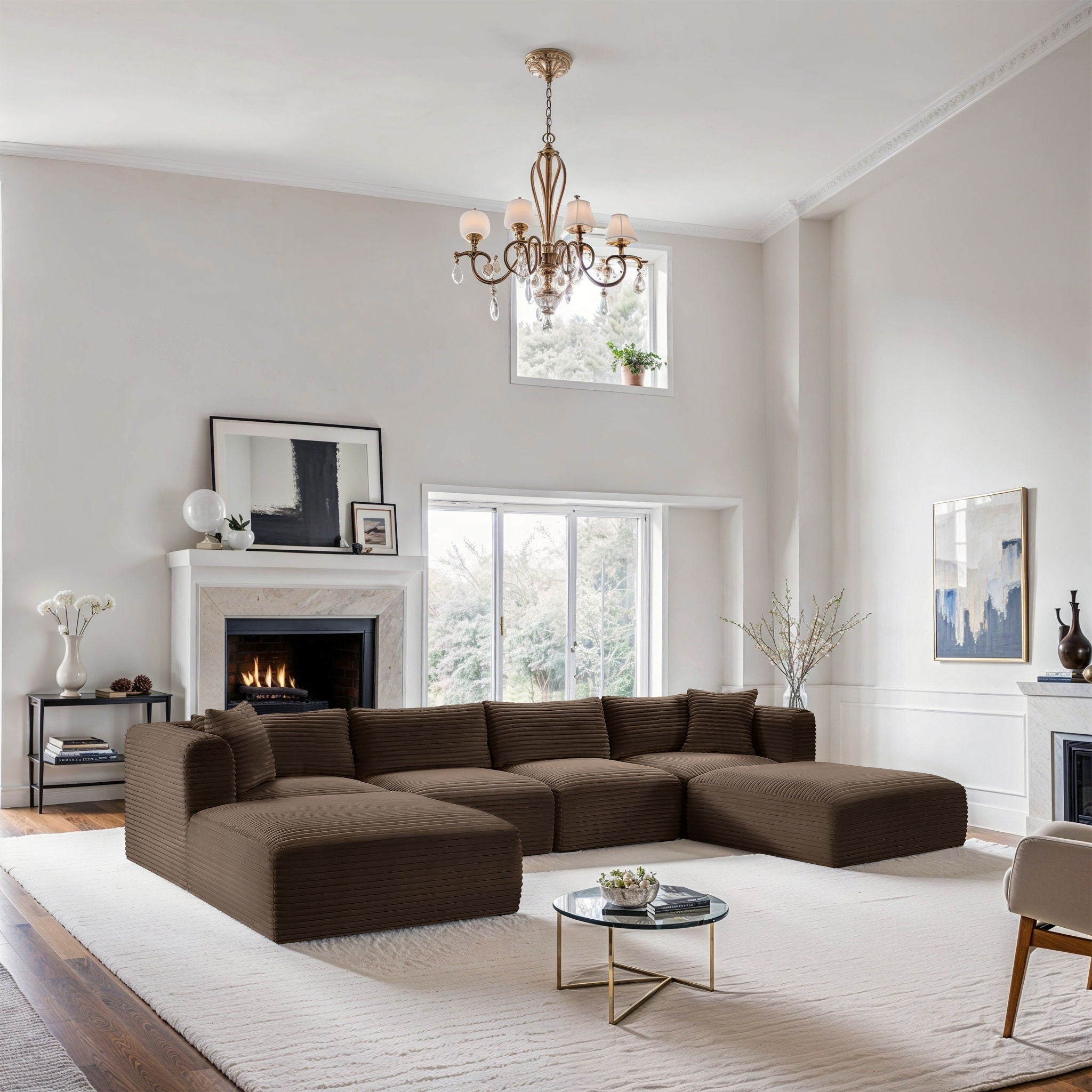 Shaggy - 6 Piece Modular Sectional With 2 Ottomans