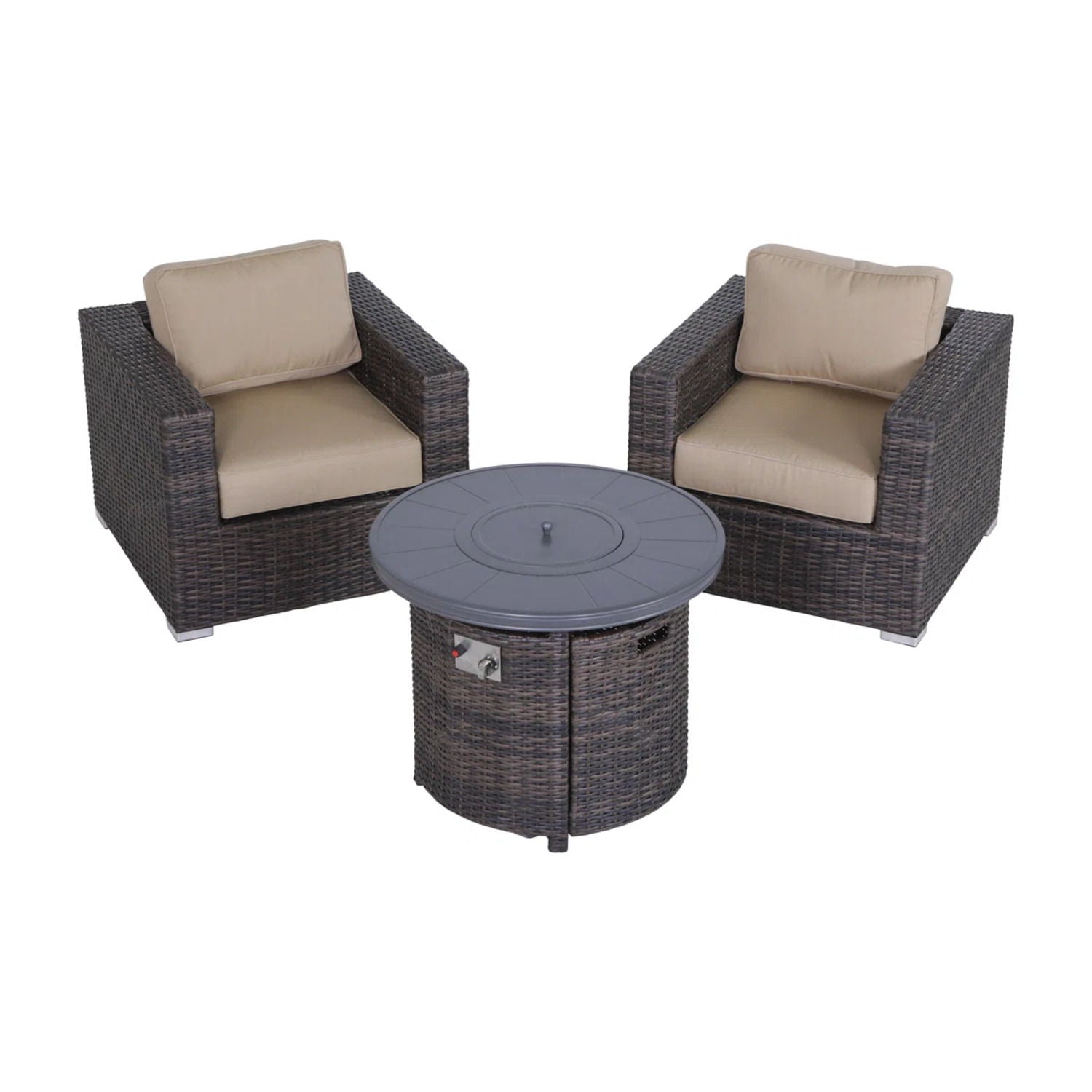 3 Piece Rattan Patio Sofa Set With Comfortable Cushions